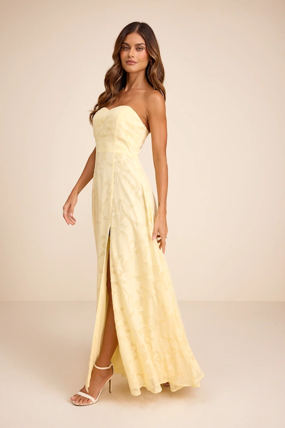 Garden of Romance Light Yellow Burnout Maxi Dress