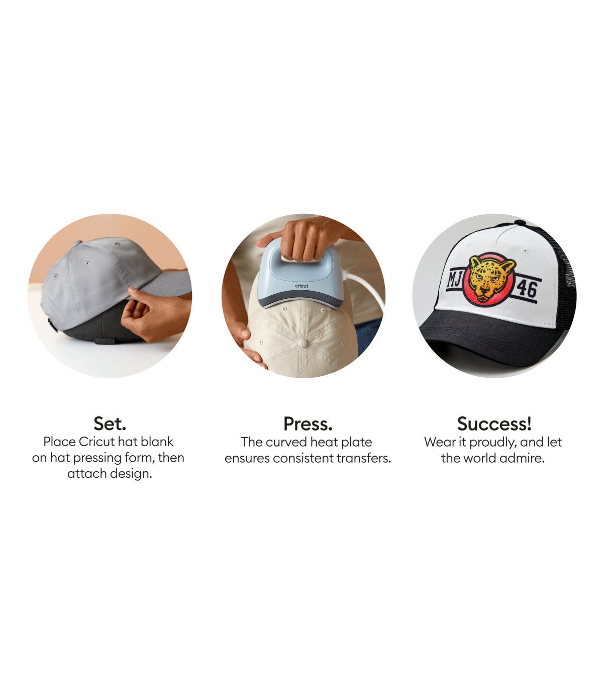 Cricut 3pk Black & White Polyester Trucker Hats With Mesh Back