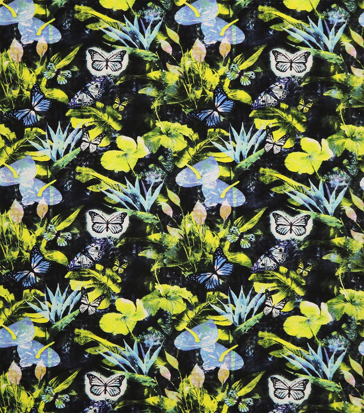 Tropical Floral on Black Super Snuggle Flannel Fabric