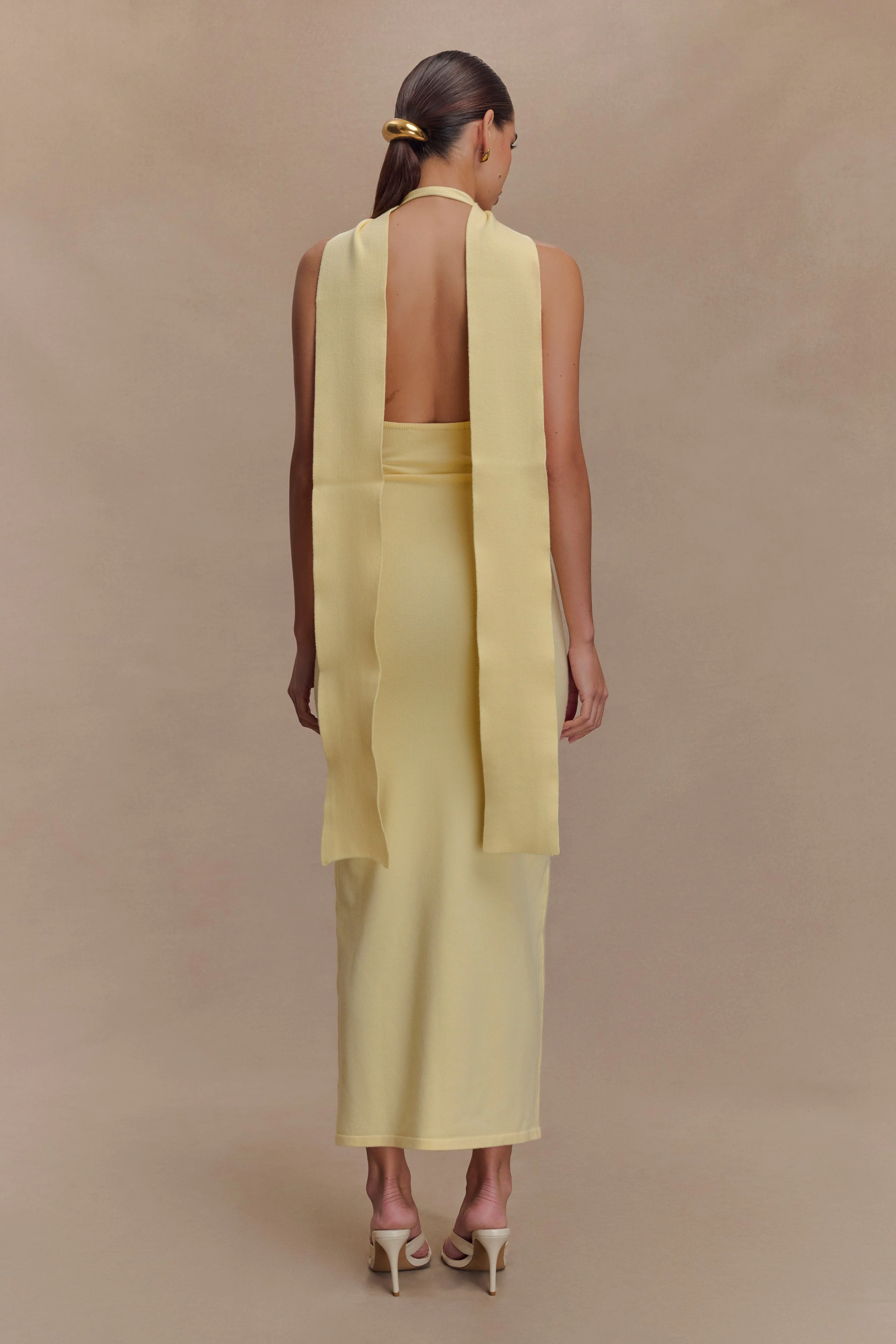 Wynn Floral Knit Midi Dress - Lemon