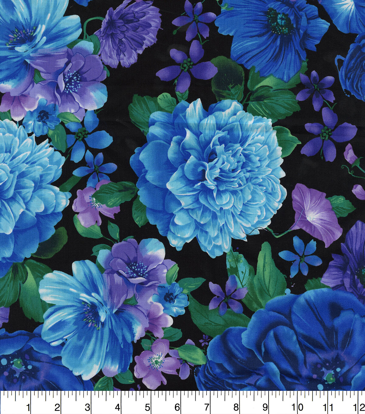 Hi Fashion Floral On Black Packed Premium Print Cotton Fabric