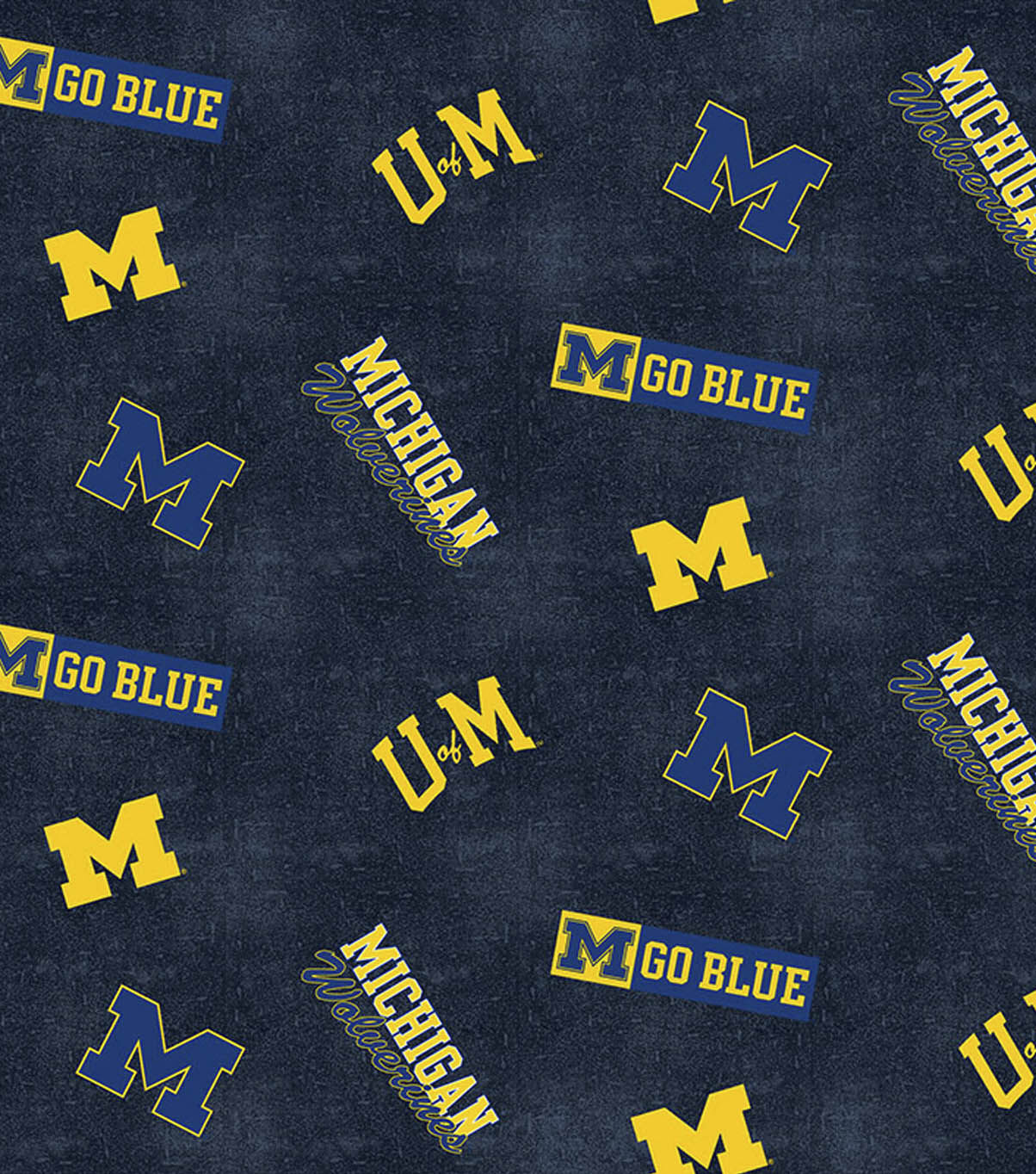University of Michigan Wolverines Flannel Fabric 42 Distressed Logo