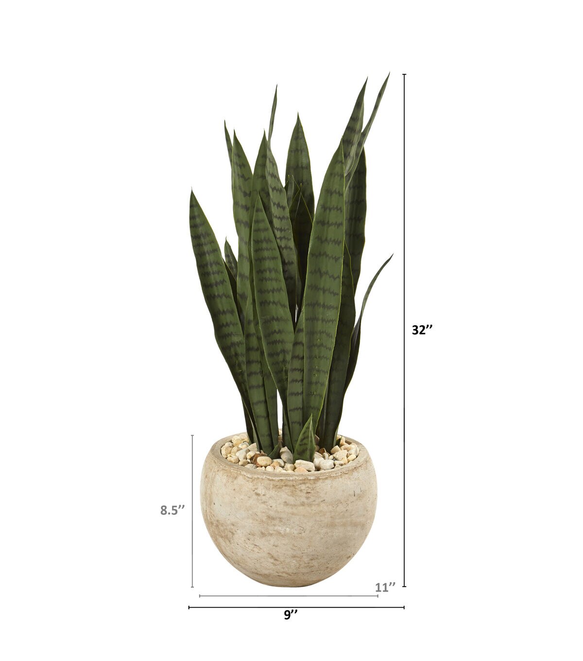 Nearly Natural 32 Sansevieria Artificial Plant in Sand Colored Planter