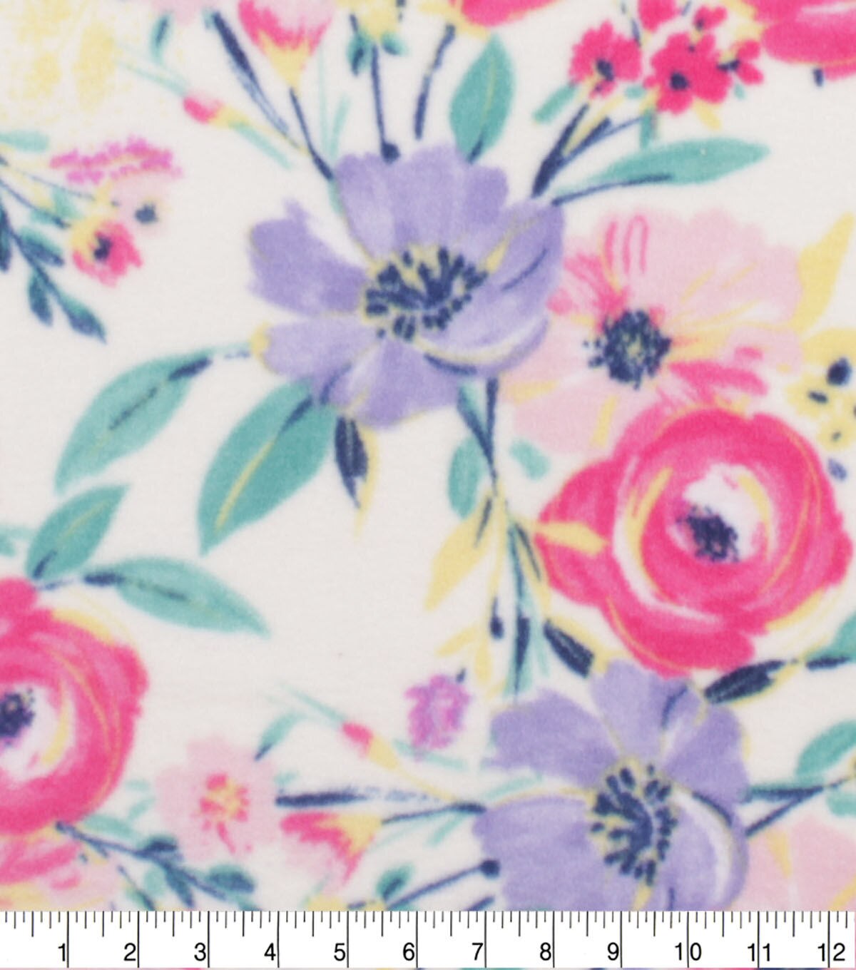Pastel Poppies & Roses Anti Pill Fleece Fabric