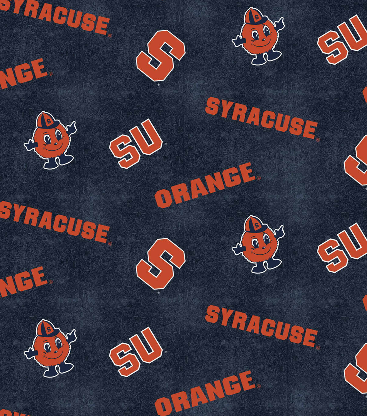 Syracuse University Orange Flannel Fabric 42 Logo