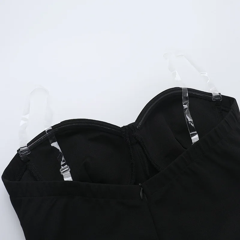 Black Flare Structured Tube Mini Dress