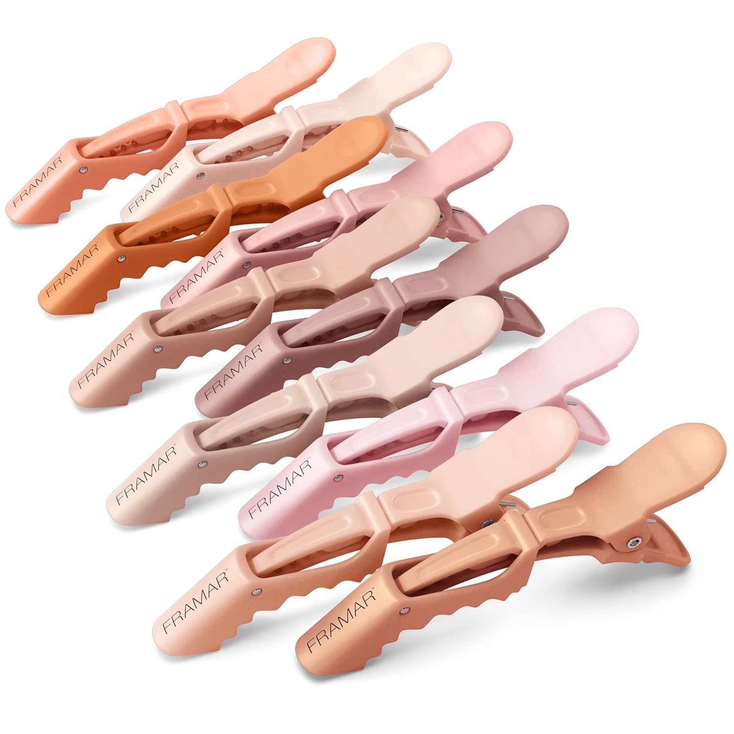 FRAMAR Pastel Alligator Hair Clips 10 Pack - Professional Styling Clips for Hair, Salon Quality Plastic Alligator Clips