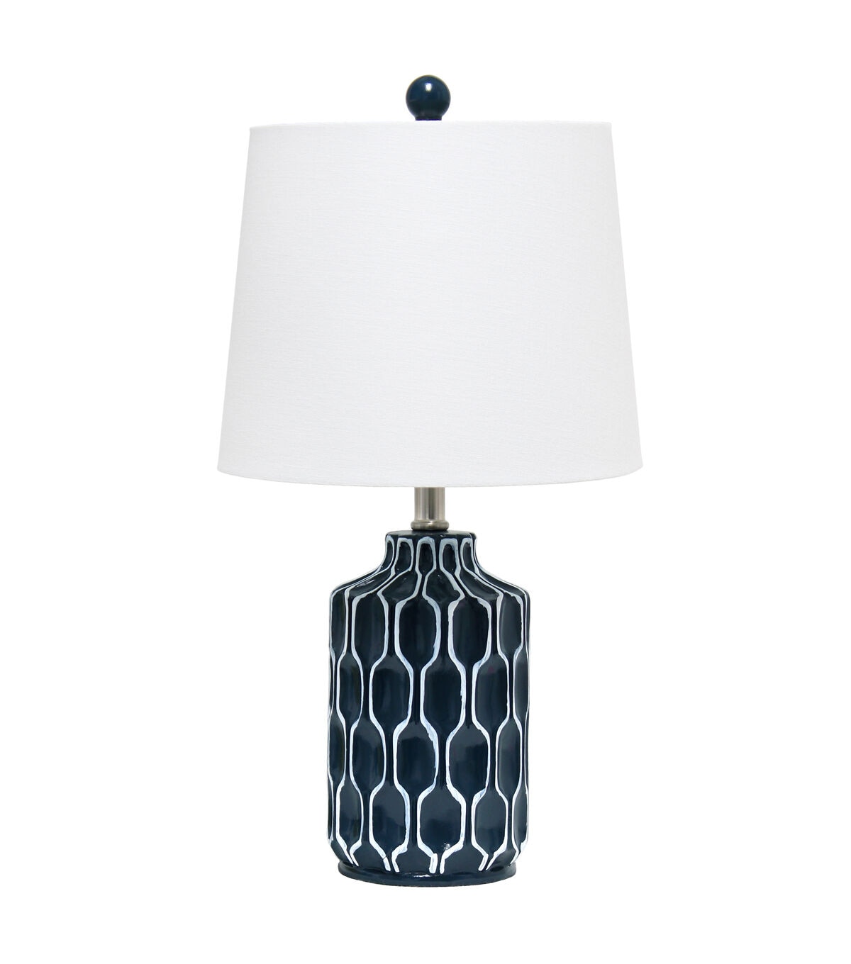 All The Rages Moroccan Table Lamp with Fabric White Shade, Blue