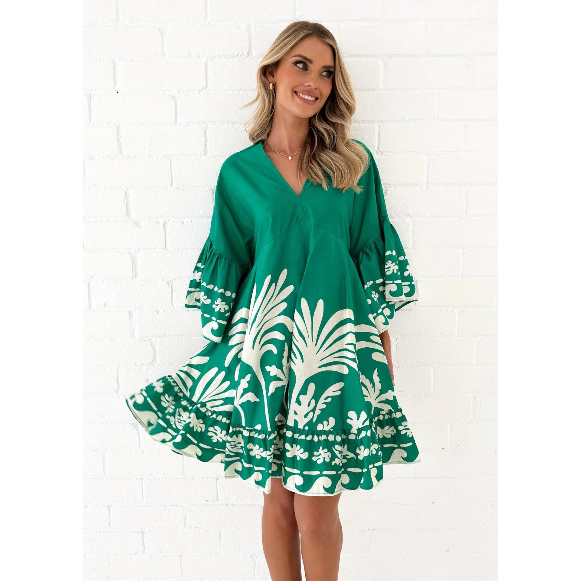 Tropical V-neck dress