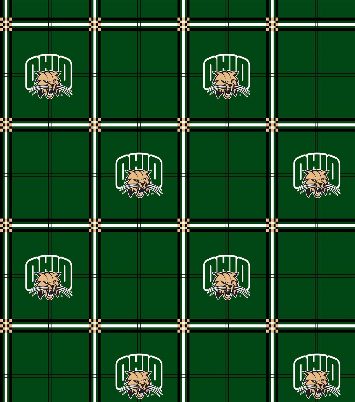 Ohio University Bobcats Flannel Fabric 42 Plaid