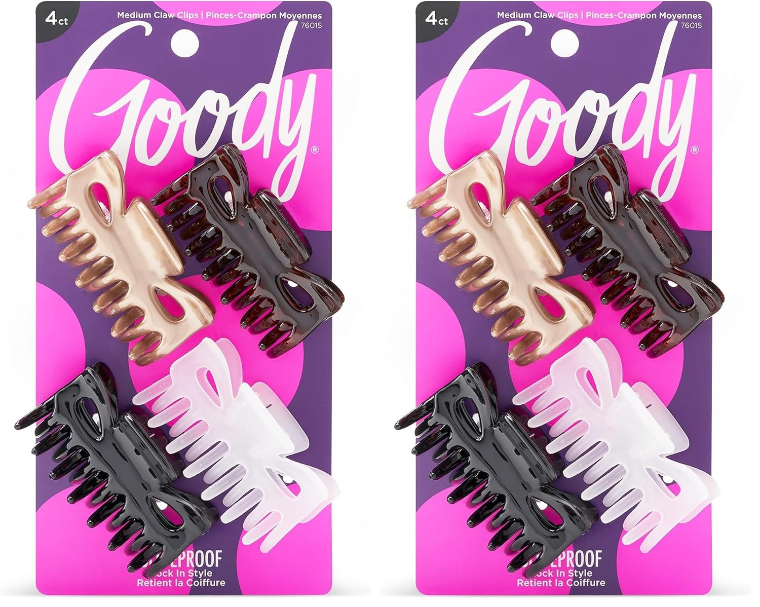 Goody SlideProof Classics Medium Claw Clips - 4 Ct, Assorted Neutrals, Hair Styling Accessories with Secure Grip, Chic Hair Accessories for Women & Men, For All Occasions, All Hair Types