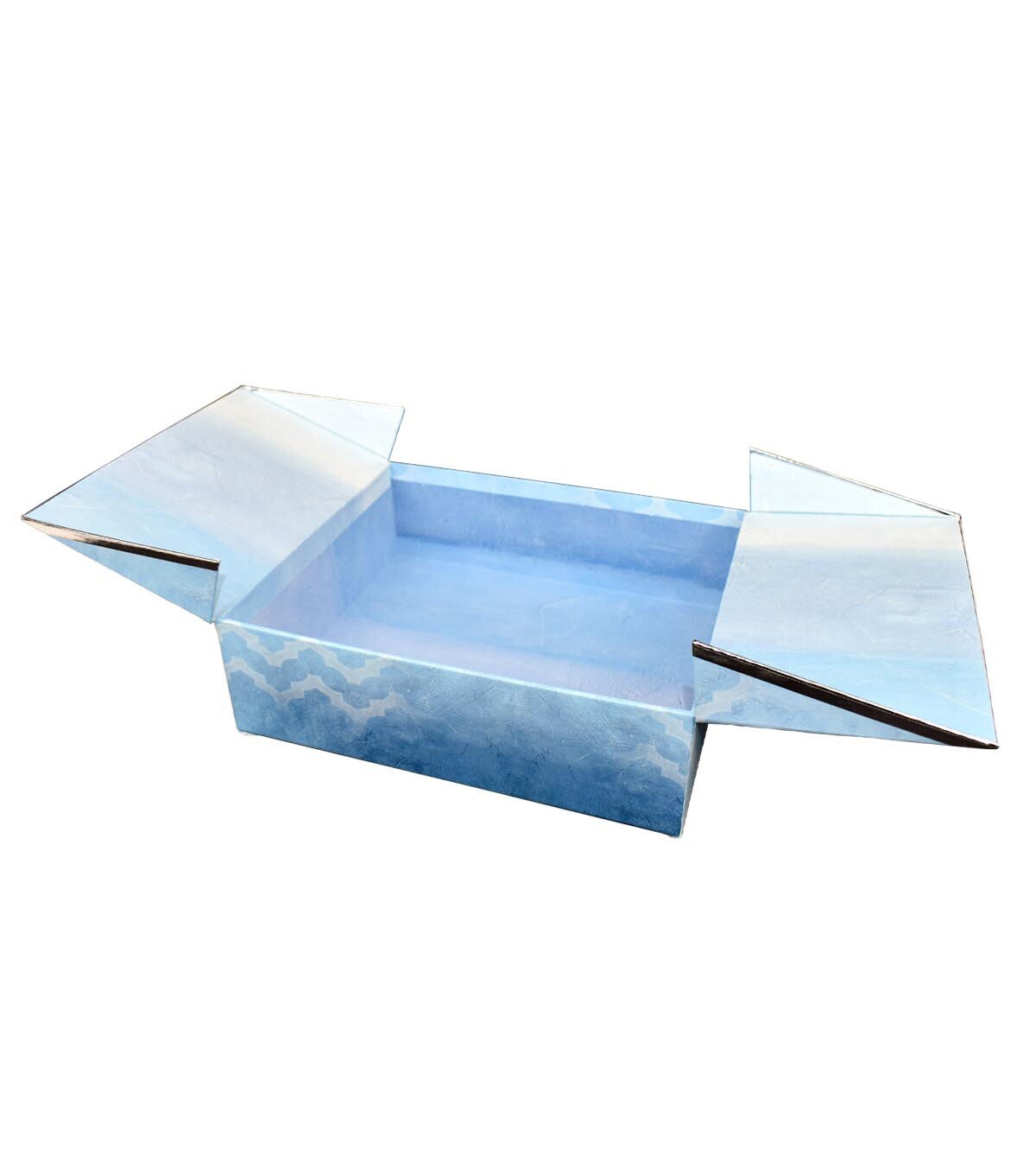 9.5 Geometrics Blue Rectangle Box With Double Door Lid by Hudson 43