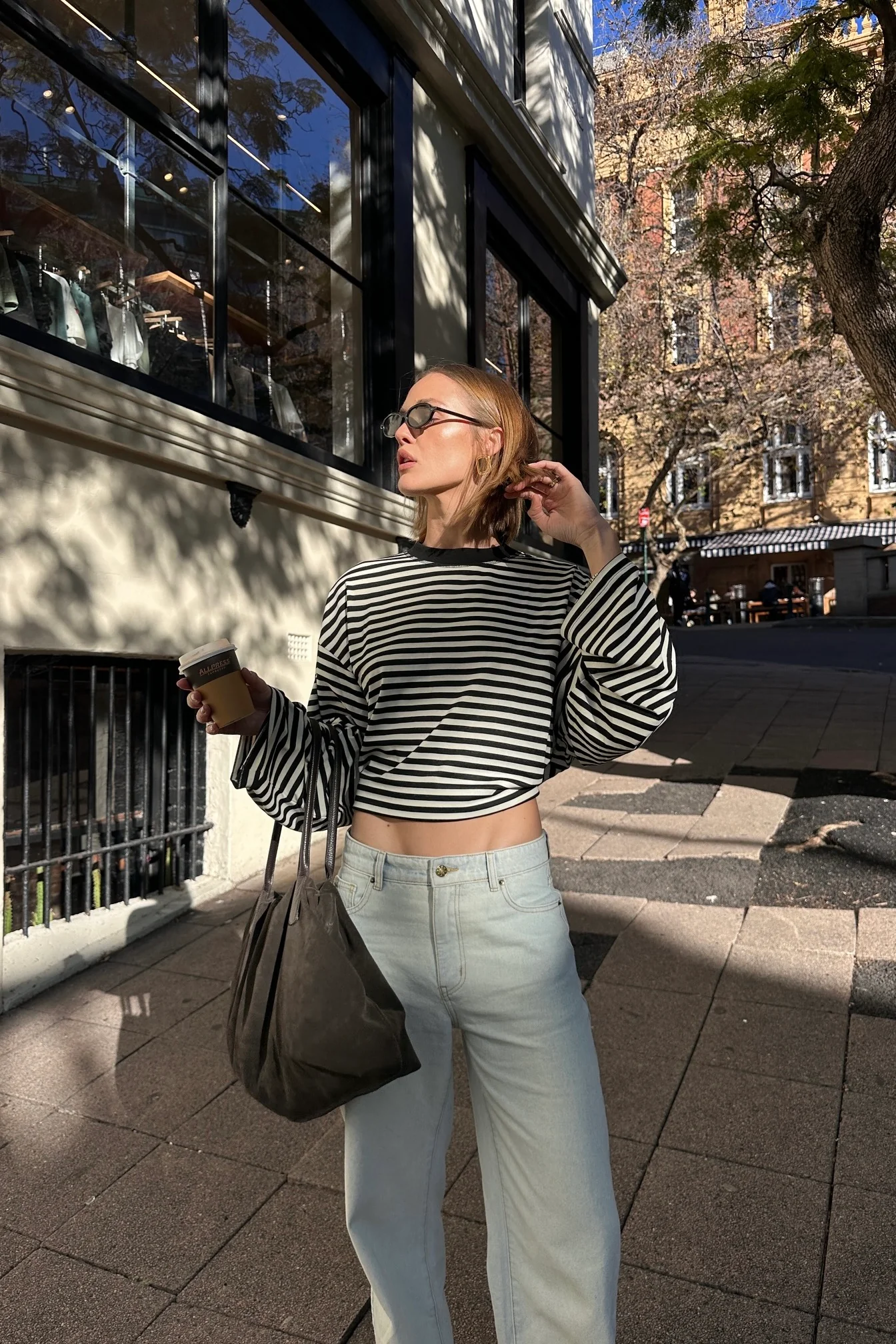 Bloom Long Sleeve Top Onyx Stripe