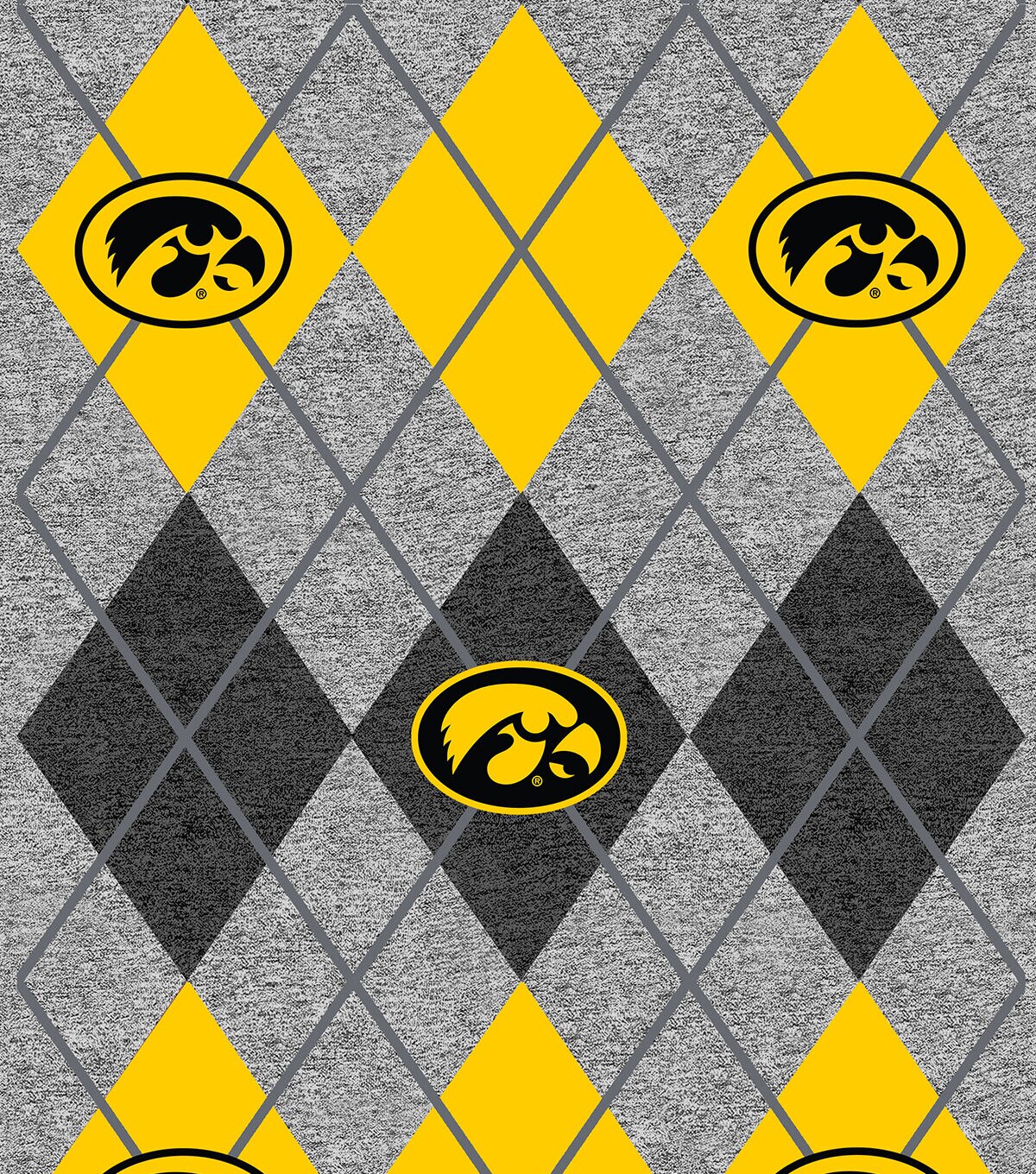 Iowa Hawkeyes Fleece Fabric Heather Argyle