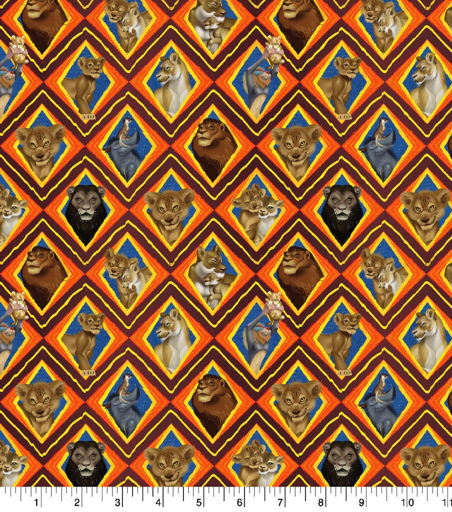 Disney Lion King Cotton Fabric Movie Mosaic