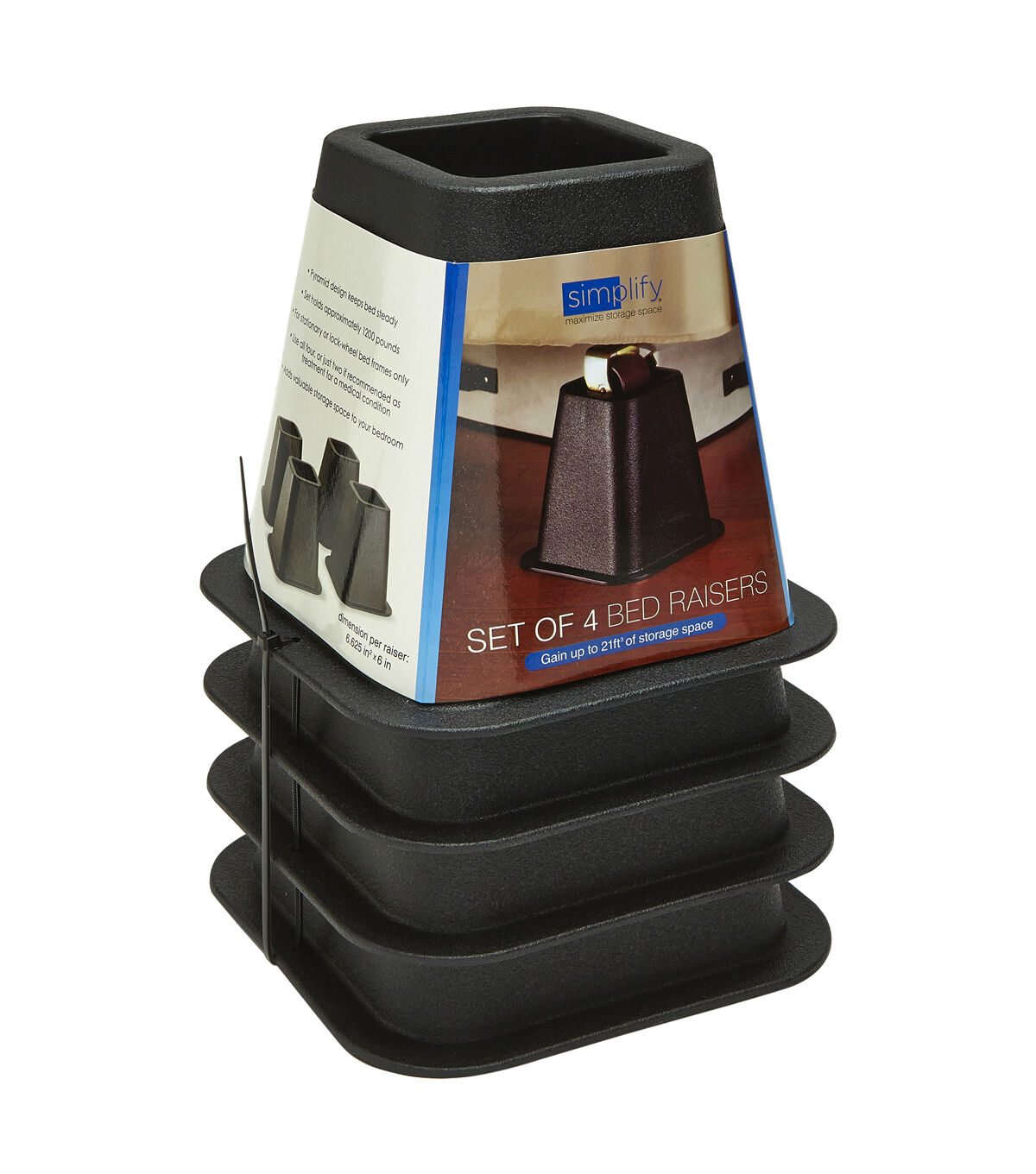 Simplify 6 Black Bed Raisers 4pk