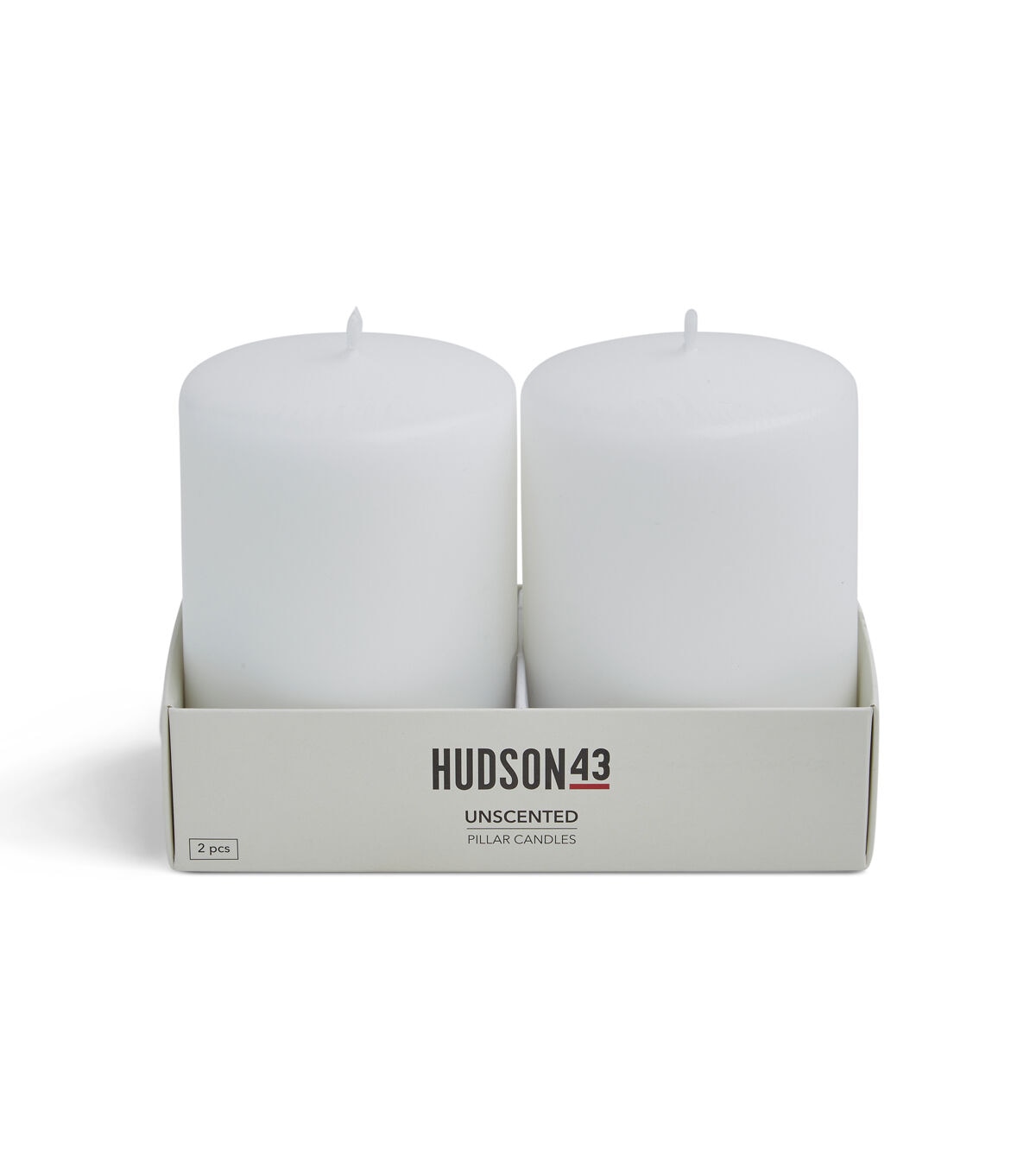 3 x 4 Unscented White Pillar Candles 2pk by Hudson 43