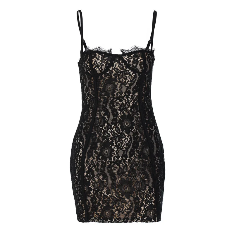 Callie Lace Strap Mini Dress
