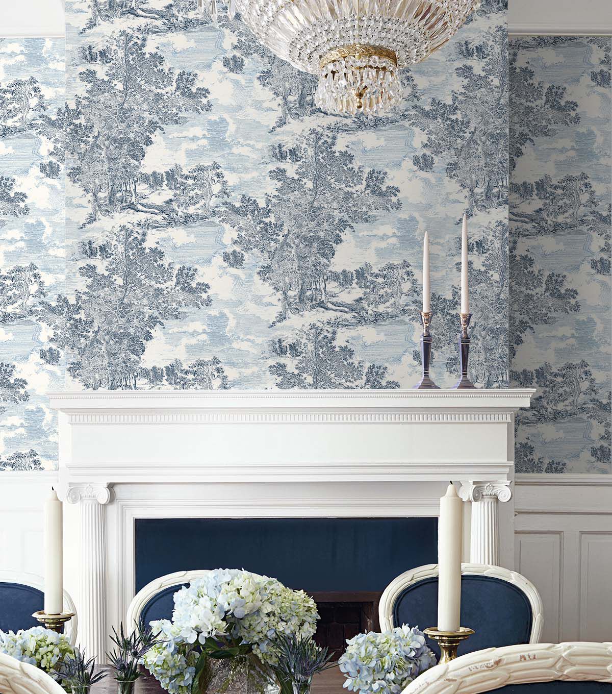 Surface Style 20.5' x 18' Sapphire Serene Scenes Peel & Stick Wallpaper