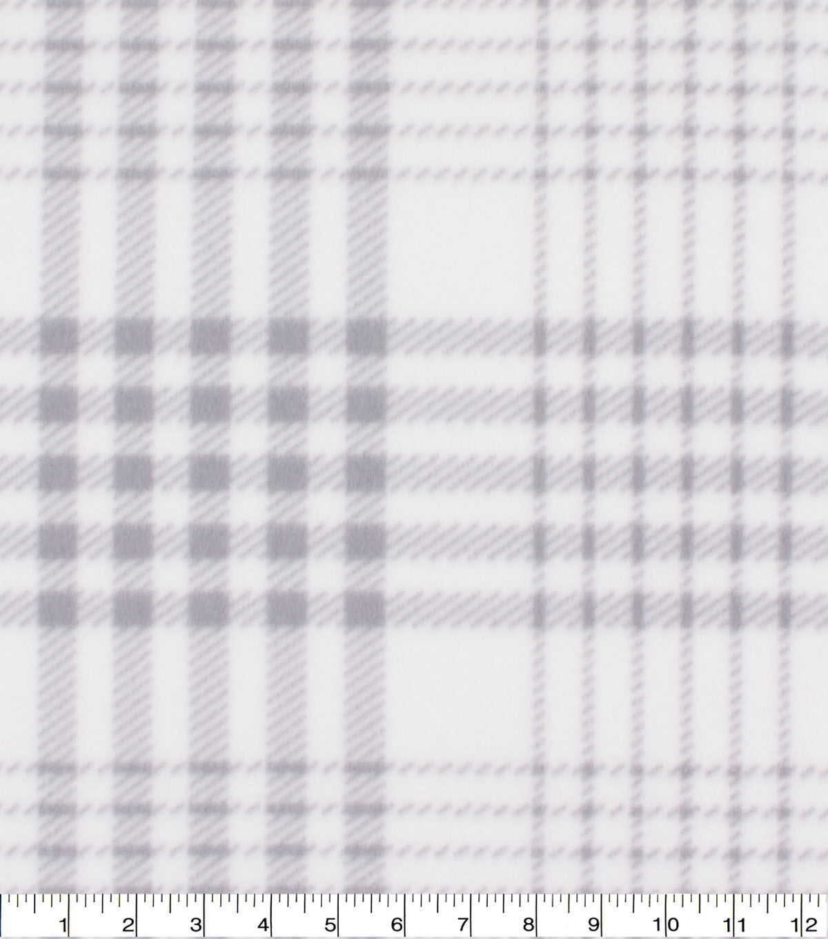 Blizzard Fleece Fabric White & Gray Plaid