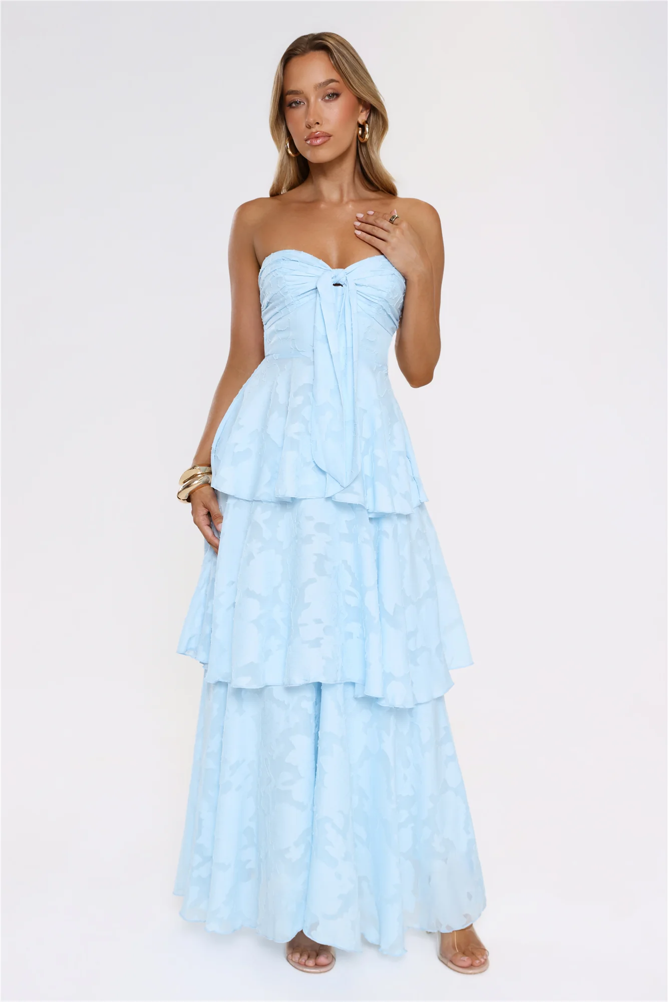 Frost Flare Strapless Maxi Dress Blue