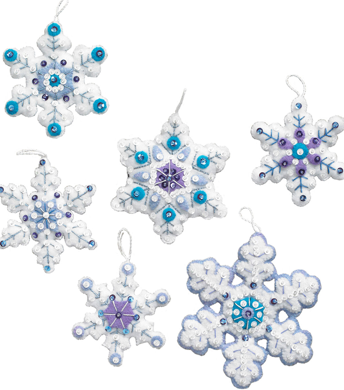 Bucilla 6ct Sparkle Snowflake Ornaments Needle Feltiing Applique Kit
