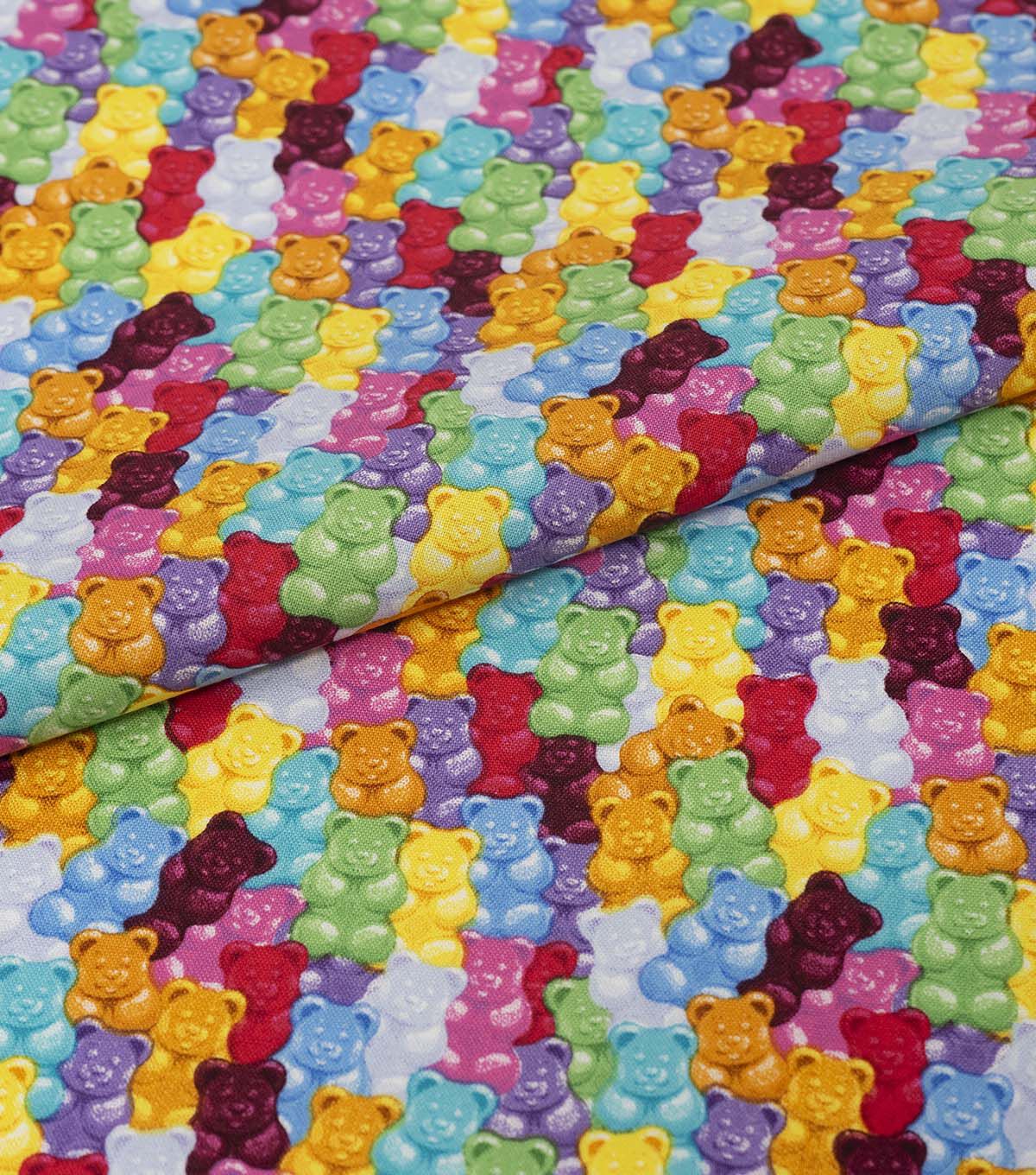 Multicolor Gummy Bears Novelty Cotton Fabric
