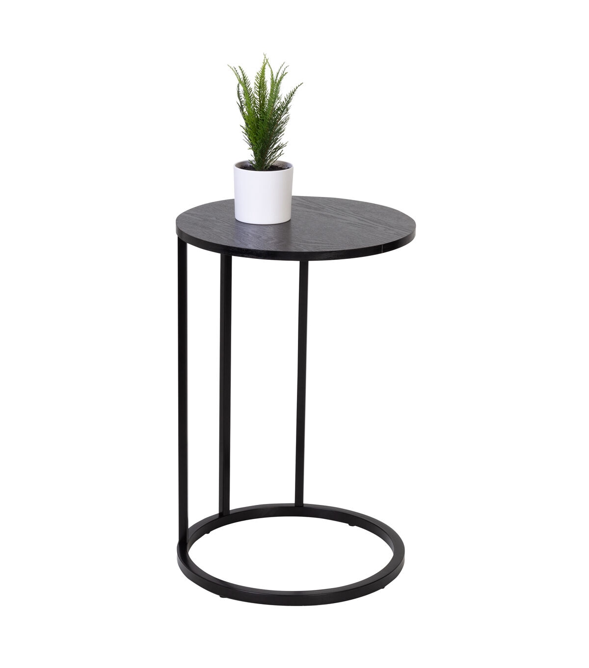 Honey Can Do Black Round C Shaped Table
