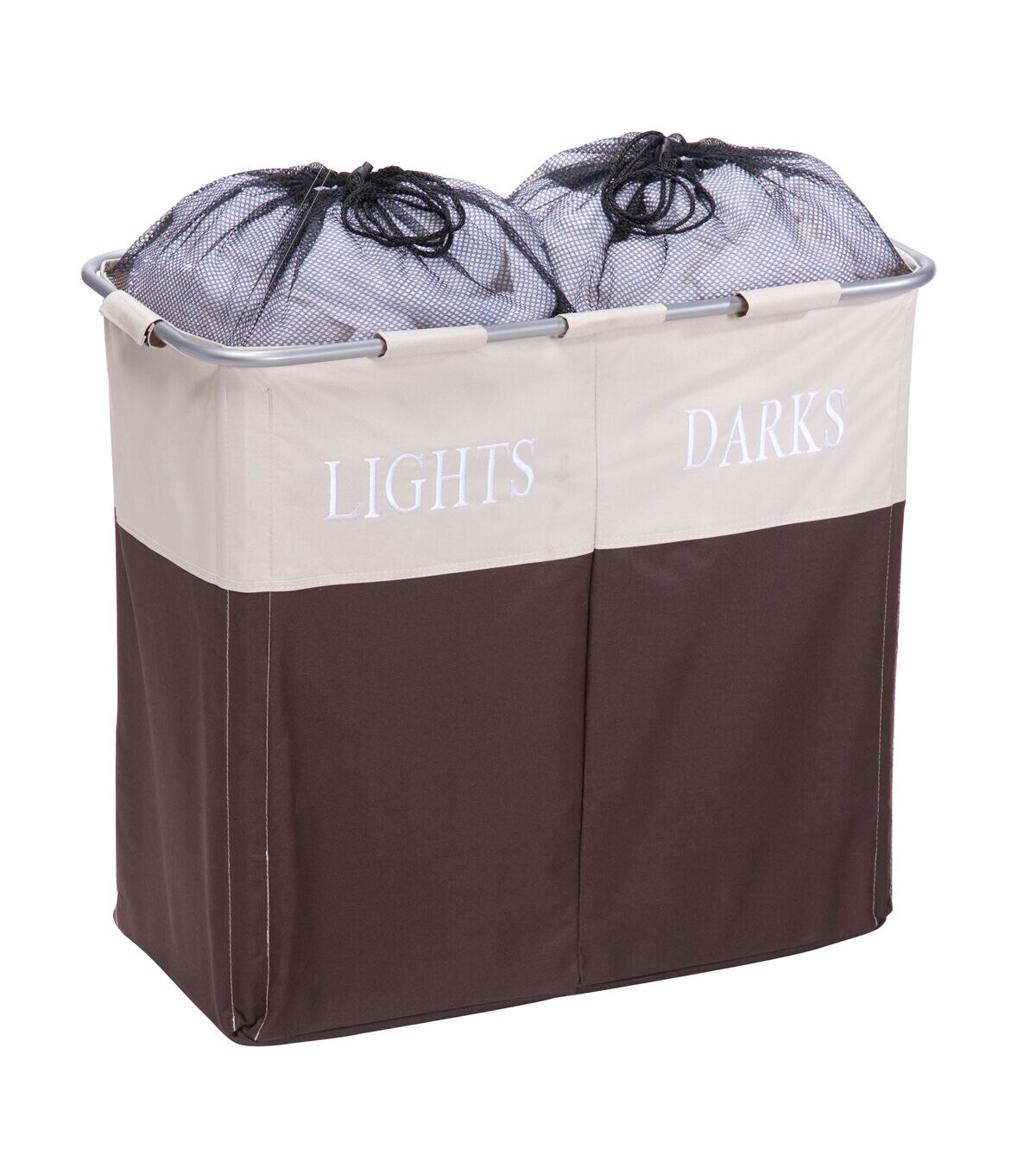 Honey Can Do 25 x 21.5 Brown & Taupe Dual Compartment Laundry Hamper