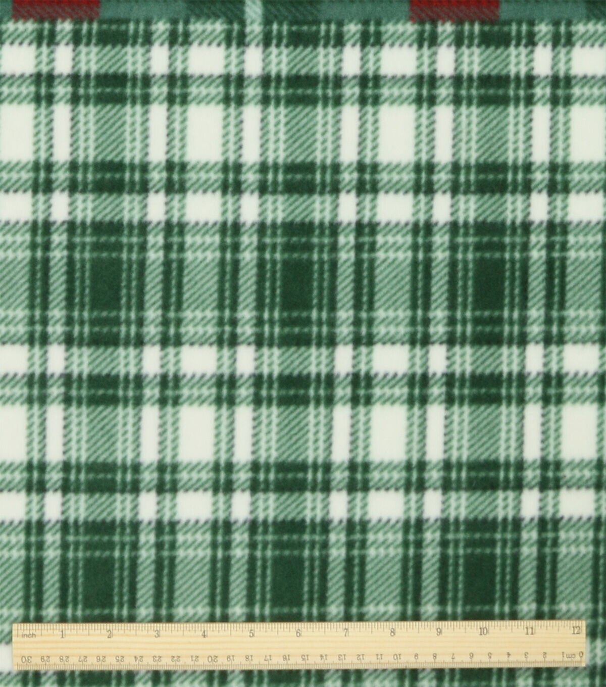 Green & Red Plaid Patches Anti Pill Fleece Fabric