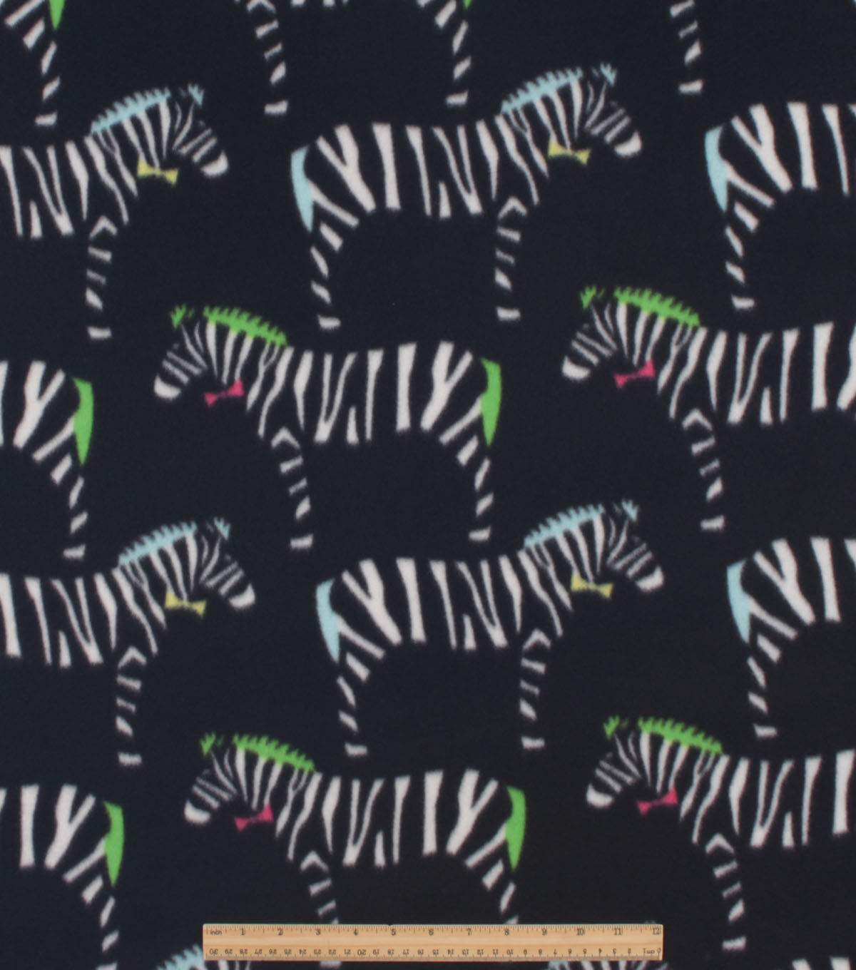 Zebras on Black Blizzard Fleece Fabric
