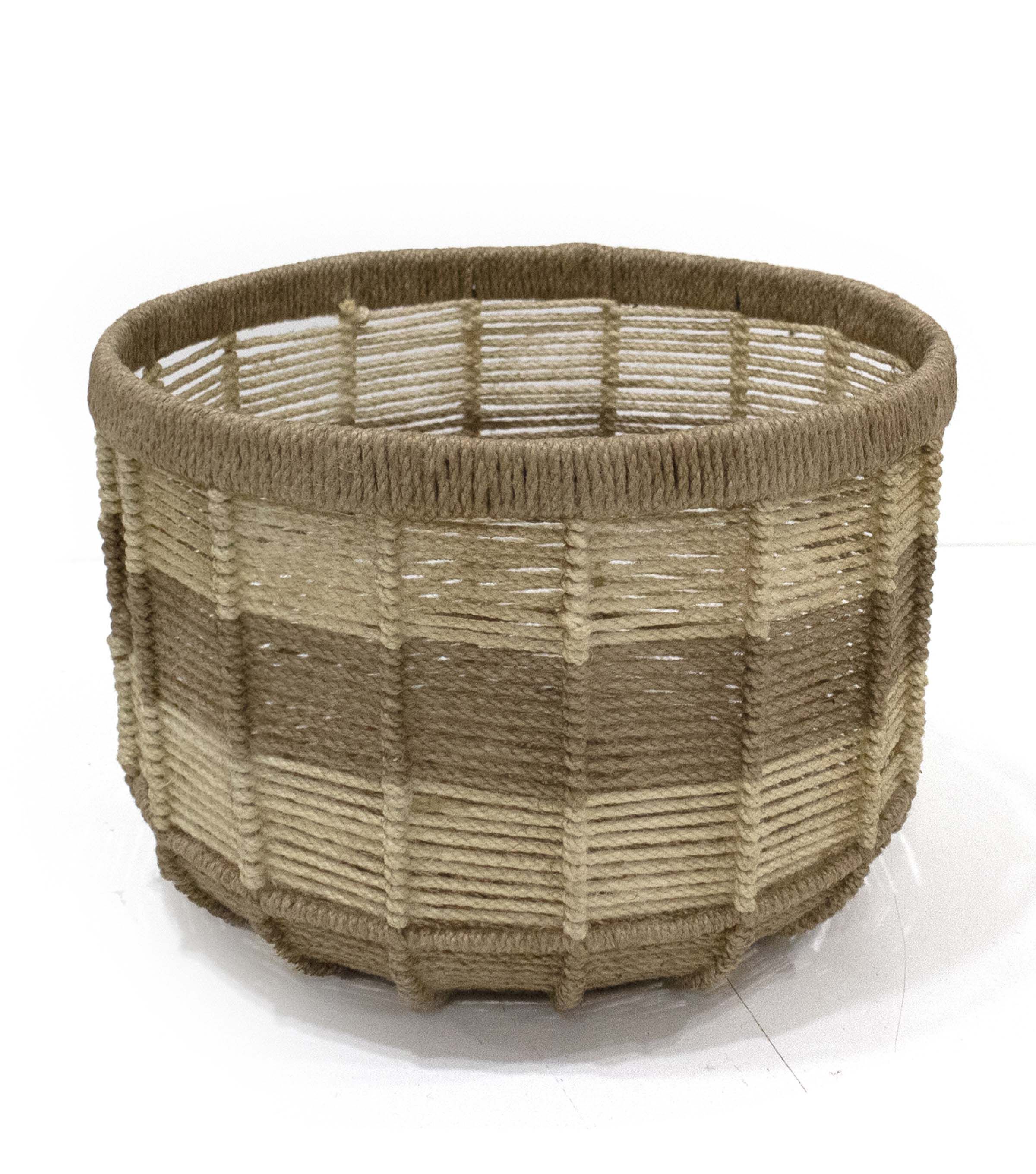 14 Natutal Striped Woven Jute Basket by Place & Time