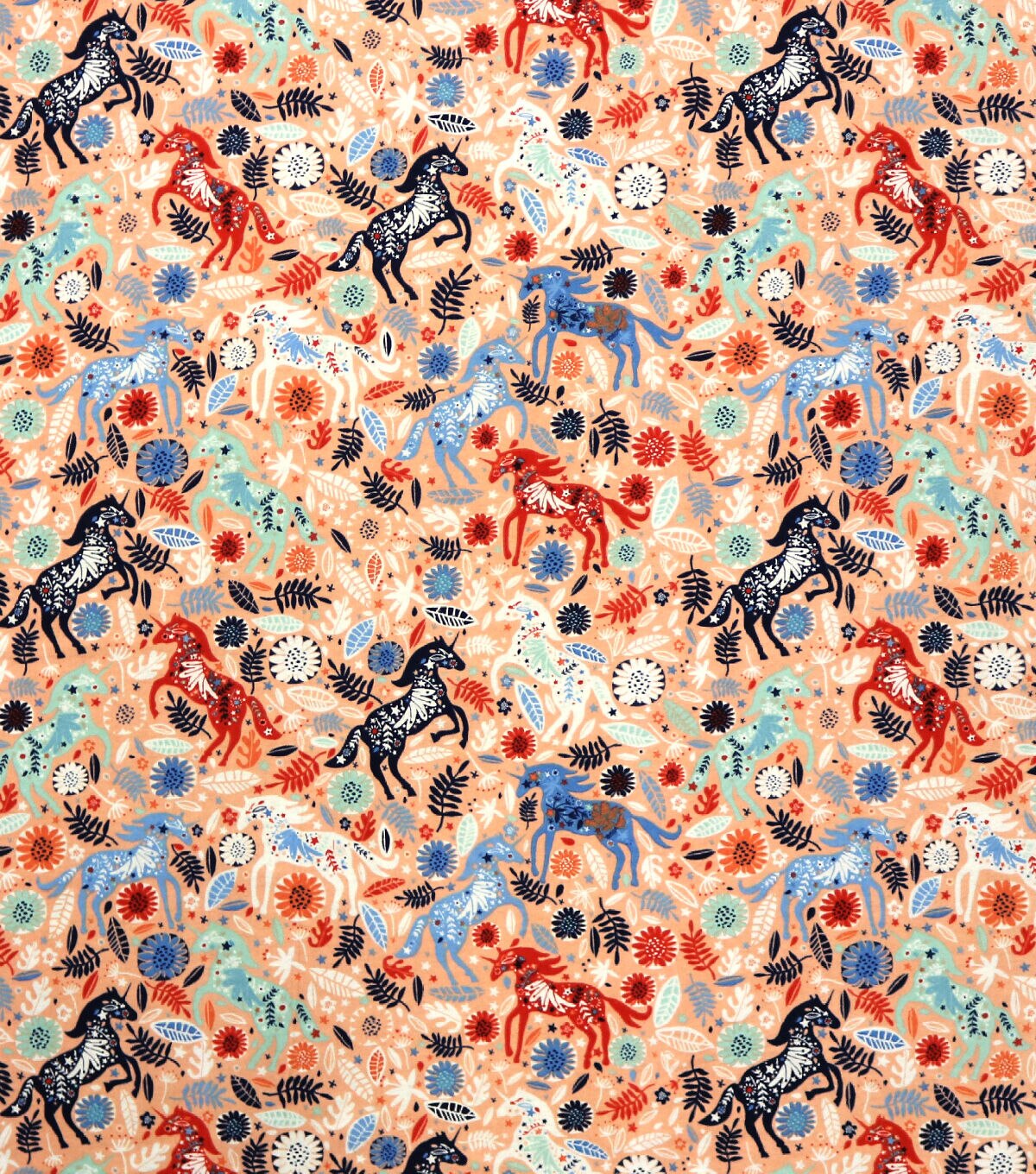 Packed Floral Unicorn Super Snuggle Flannel Fabric