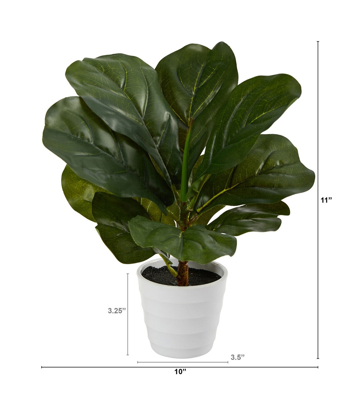 Nearly Natural 11 Real Touch Fiddle Leaf Plant in White Planter