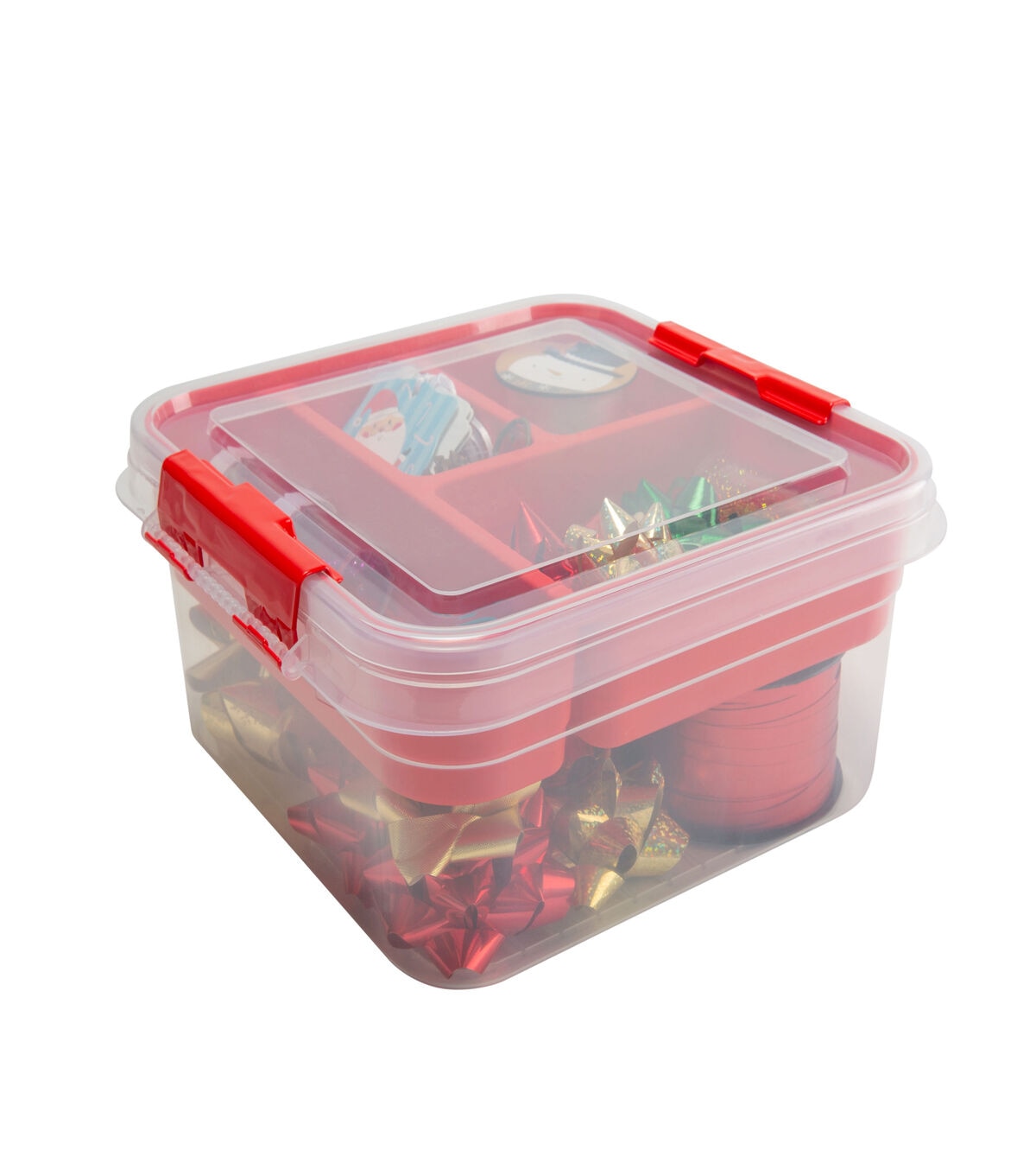 Simplify 9.5 x 4.5 Red 5 Compartment Gift Supply Storage Box