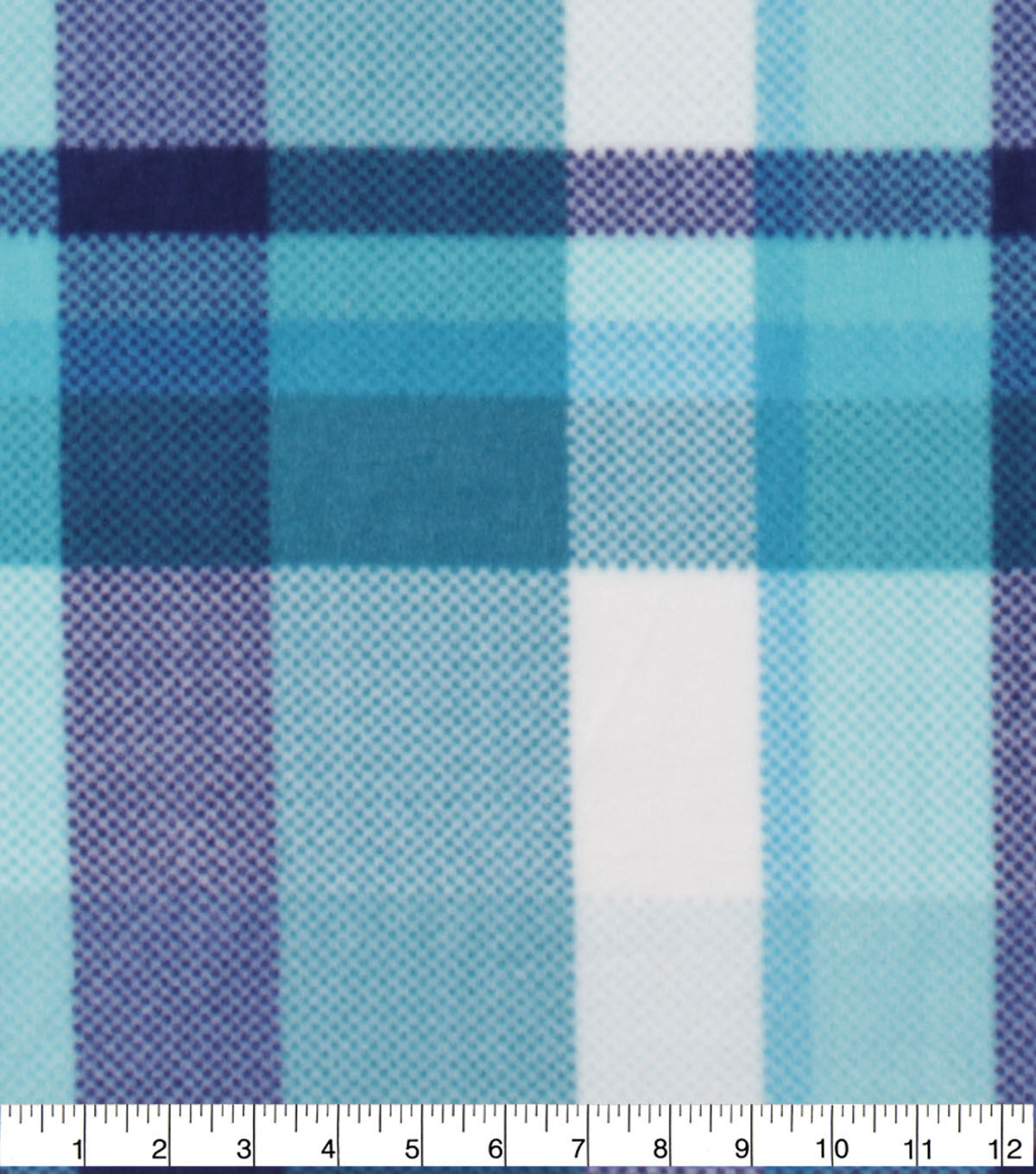 Aqua & Navy Plaid Anti Pill Fleece Fabric
