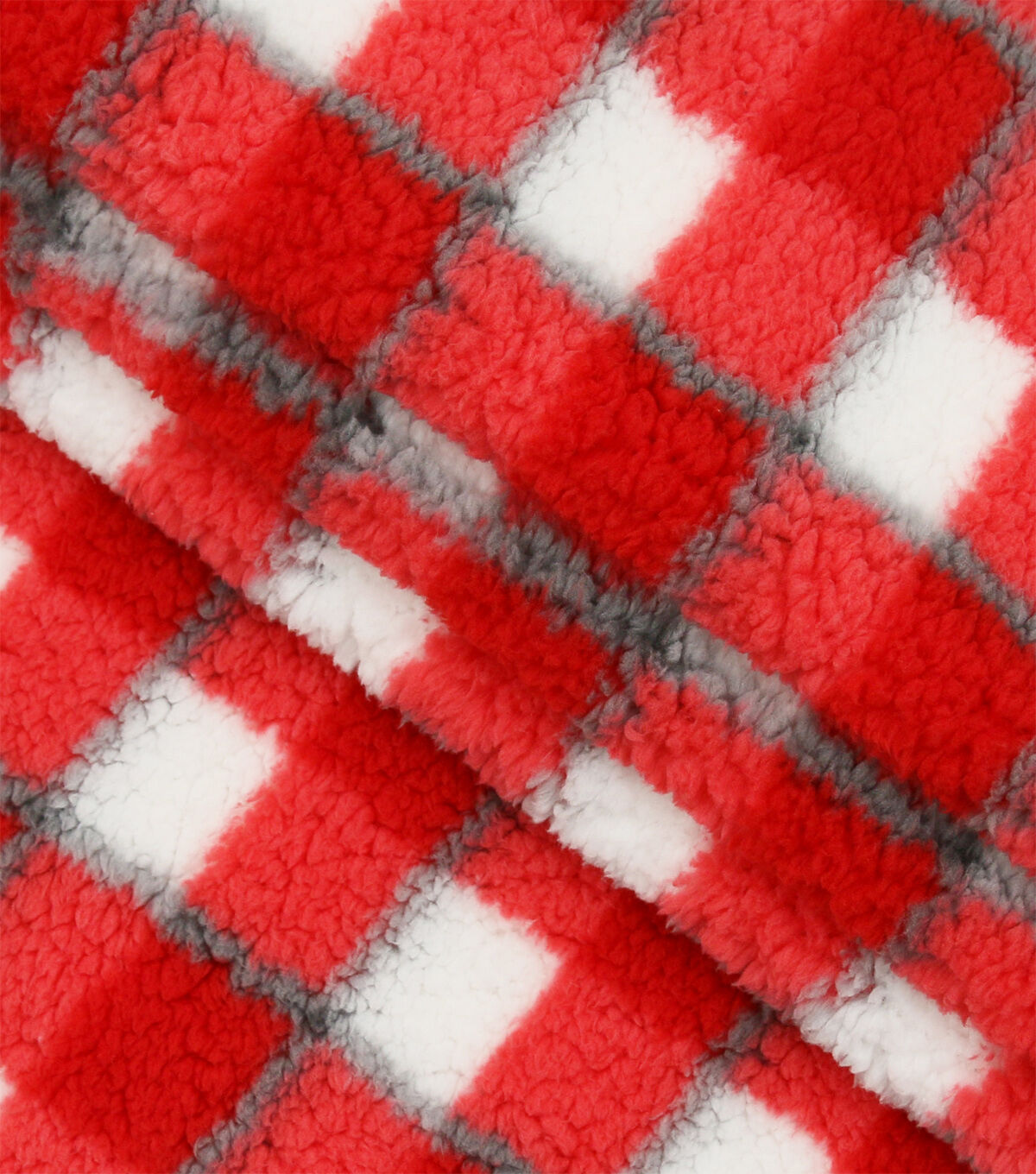 Red Checks Sherpa Fabric