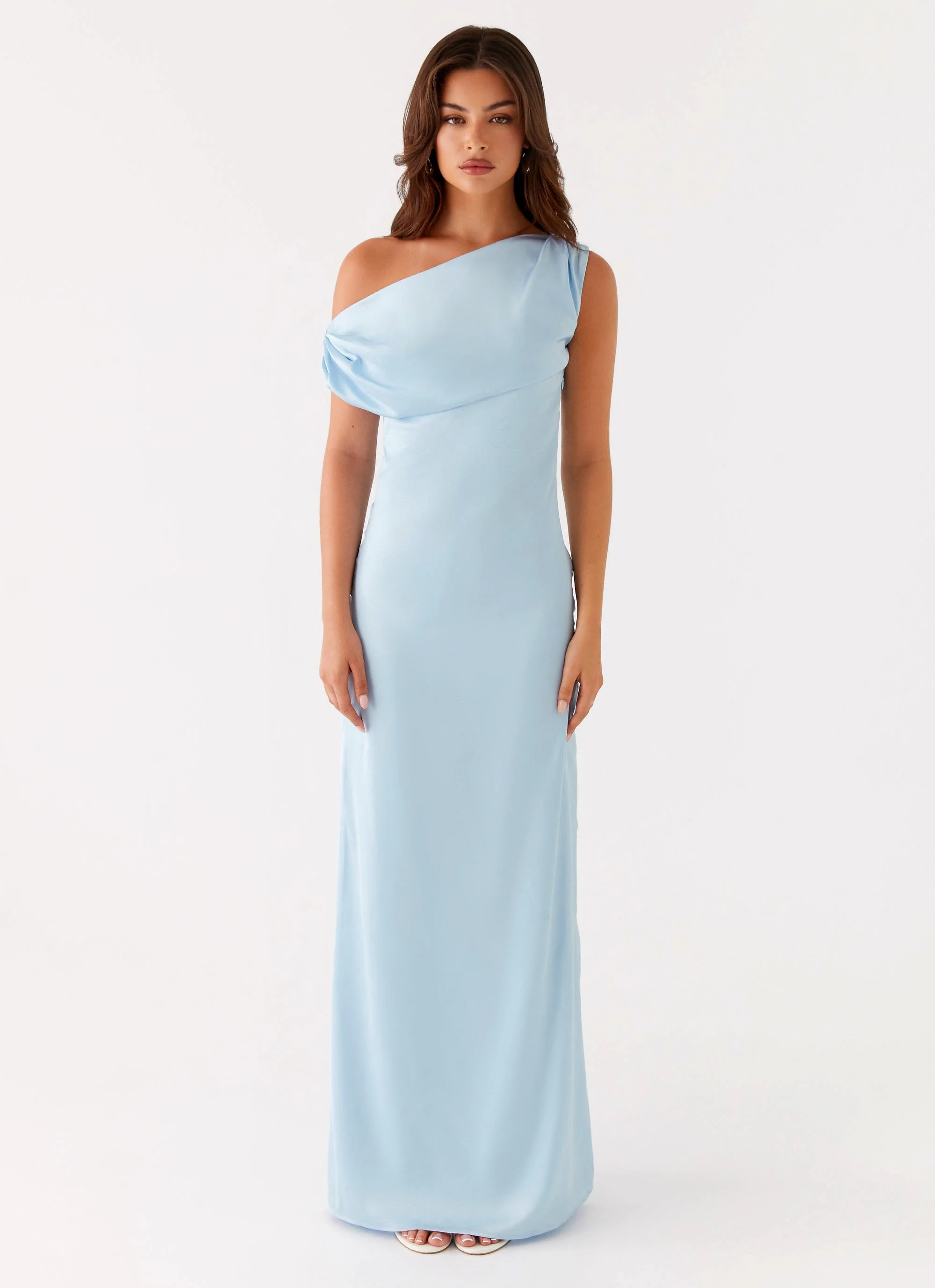 Heart Of Glass Satin Maxi Dress - Blue