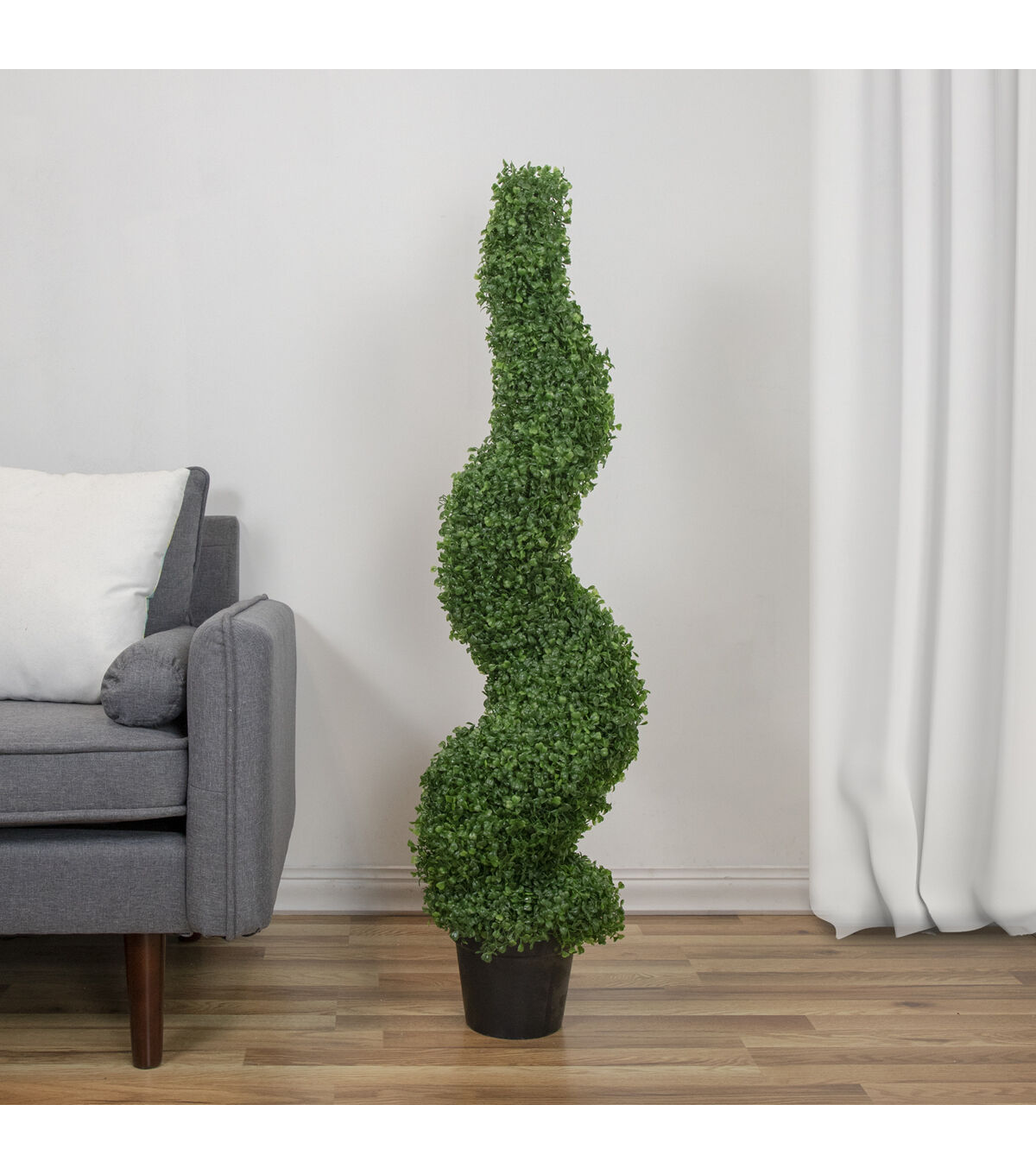 Northlight 48 Green Spiral Boxwood Topiary in Pot