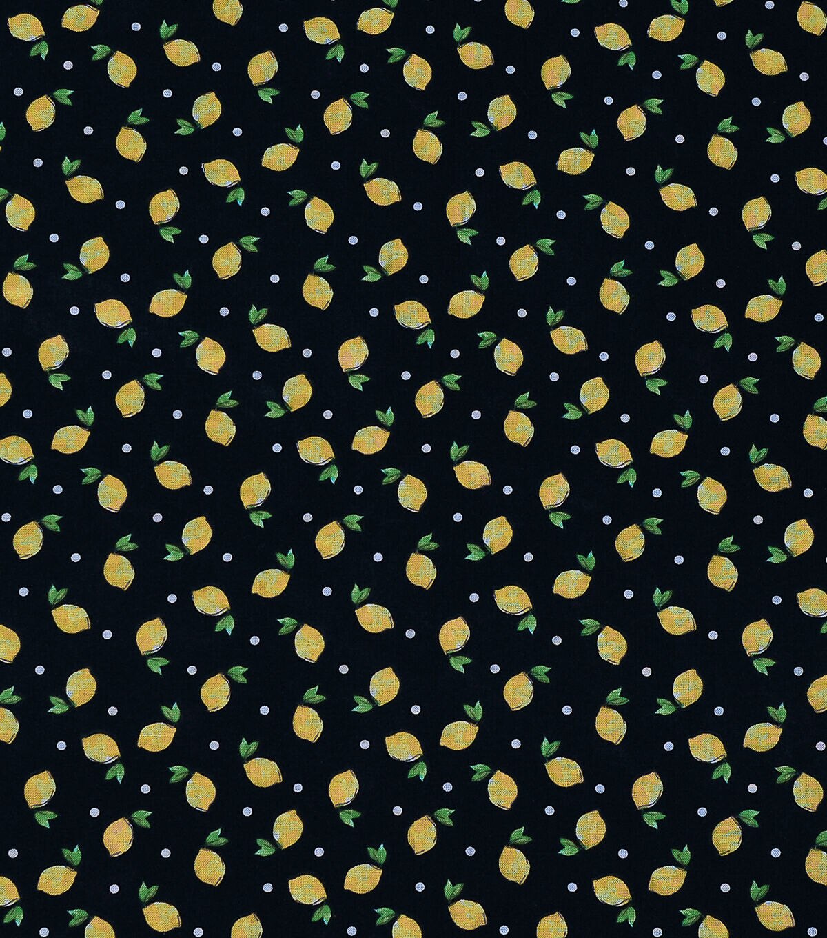 Novelty Cotton Fabric Lemons Tossed Black