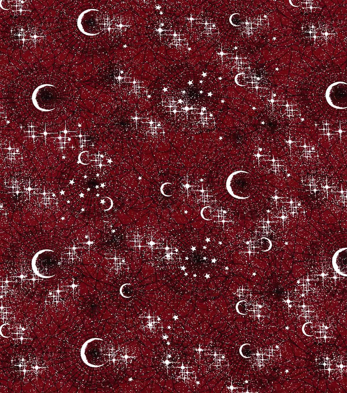 Red Crescent Moons On Webs Super Snuggle Flannel Fabric