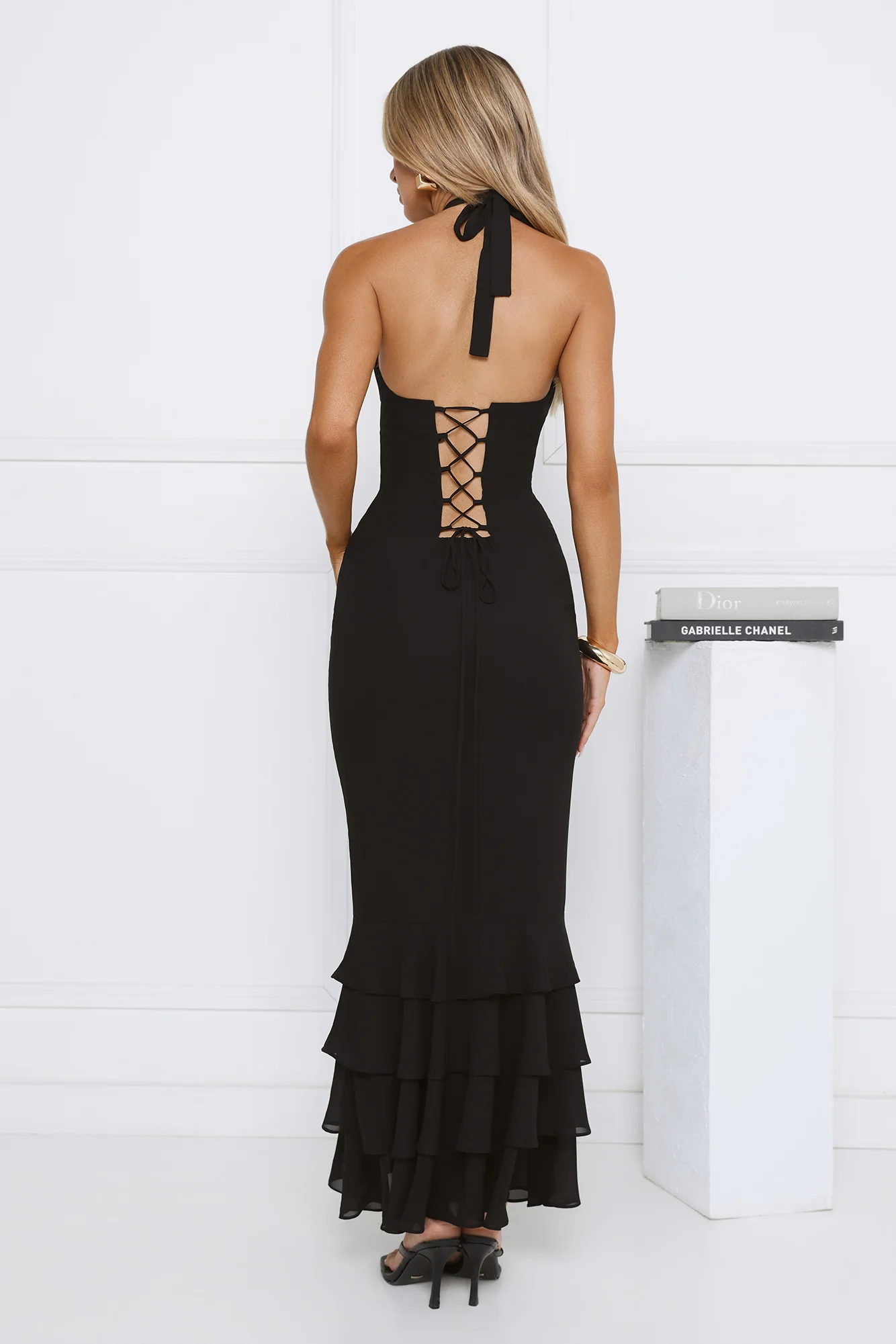 The Cool Standard Halter Maxi Dress Black