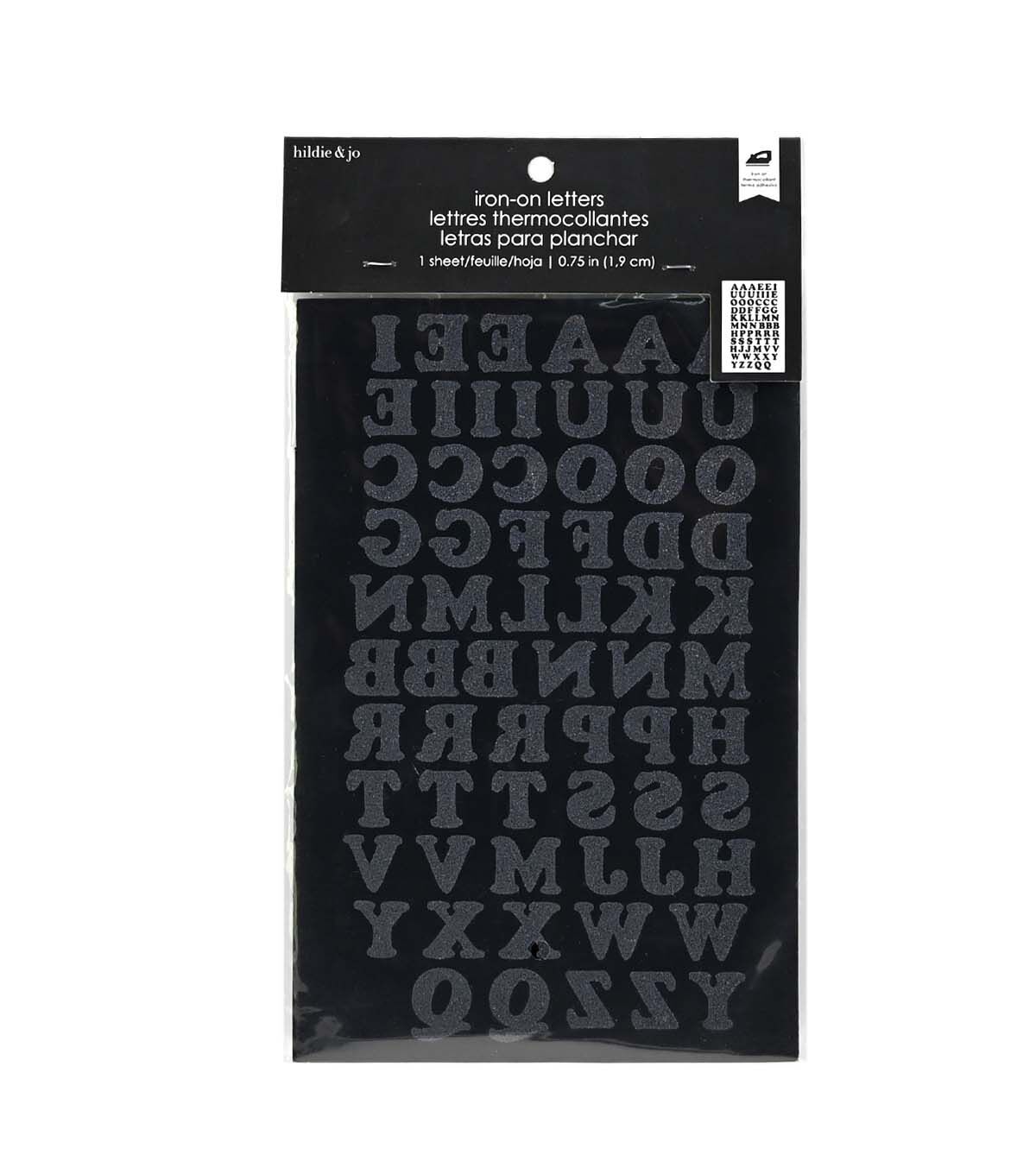 .75 Black Cooper Iron On Letters 1 Sheet by hildie & jo