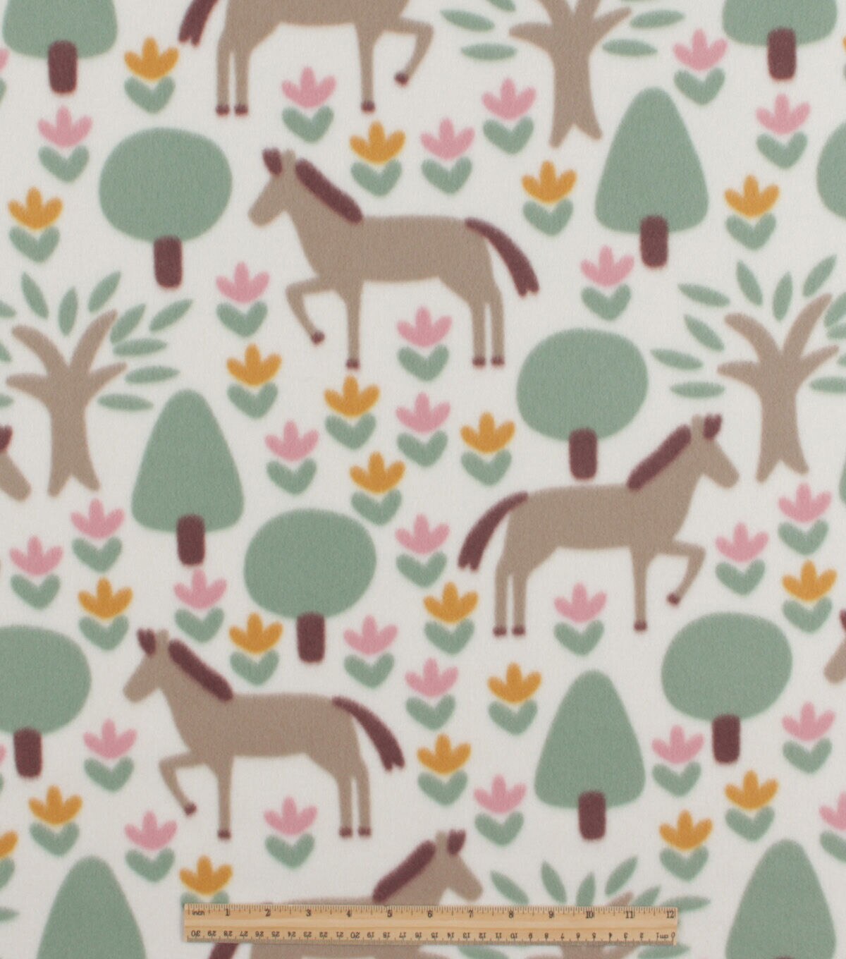 Pastel Horse Blizzard Prints Fleece Fabric