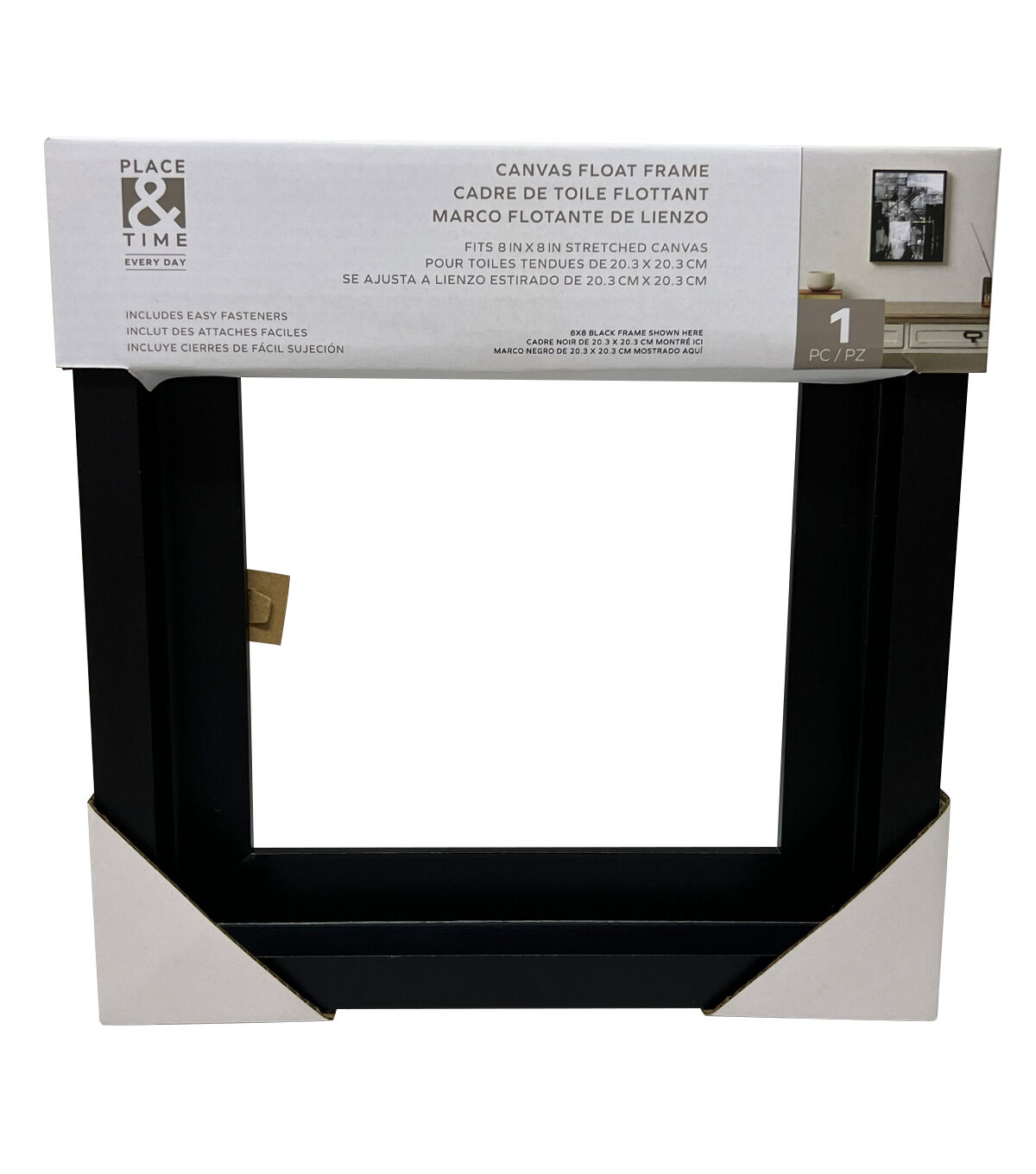 8 x 8 Black Canvas Float Frame by Place & Time