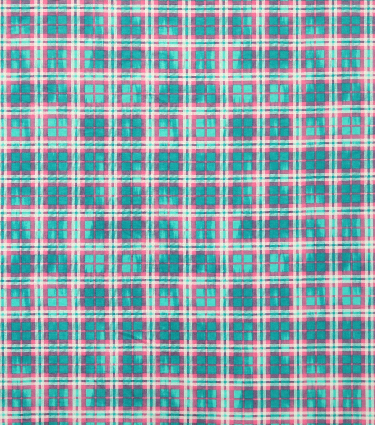 Aqua & Pink Tartan Plaid Super Snuggle Flannel Fabric