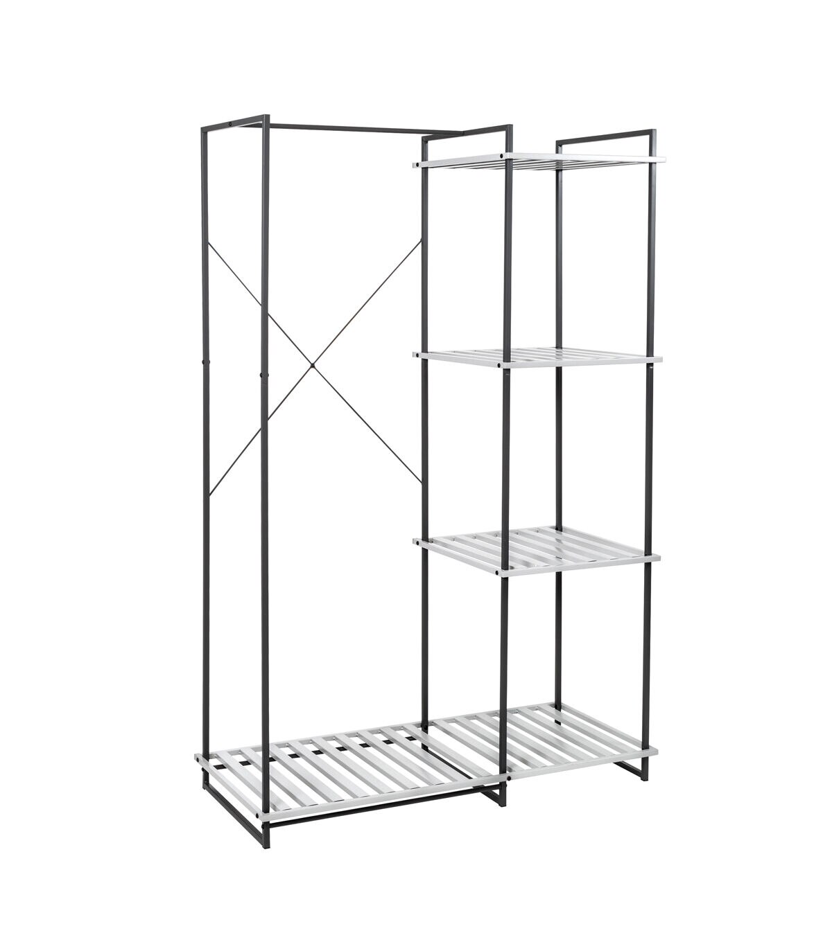 Honey Can Do 68 Gray Metal Freestanding Open Closet With 4 Shelves