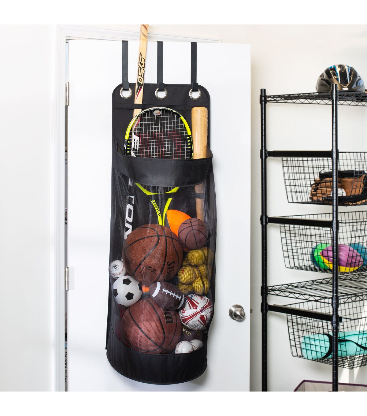 Honey Can Do 16 x 43 Black Hanging Sports Equipment Organizer