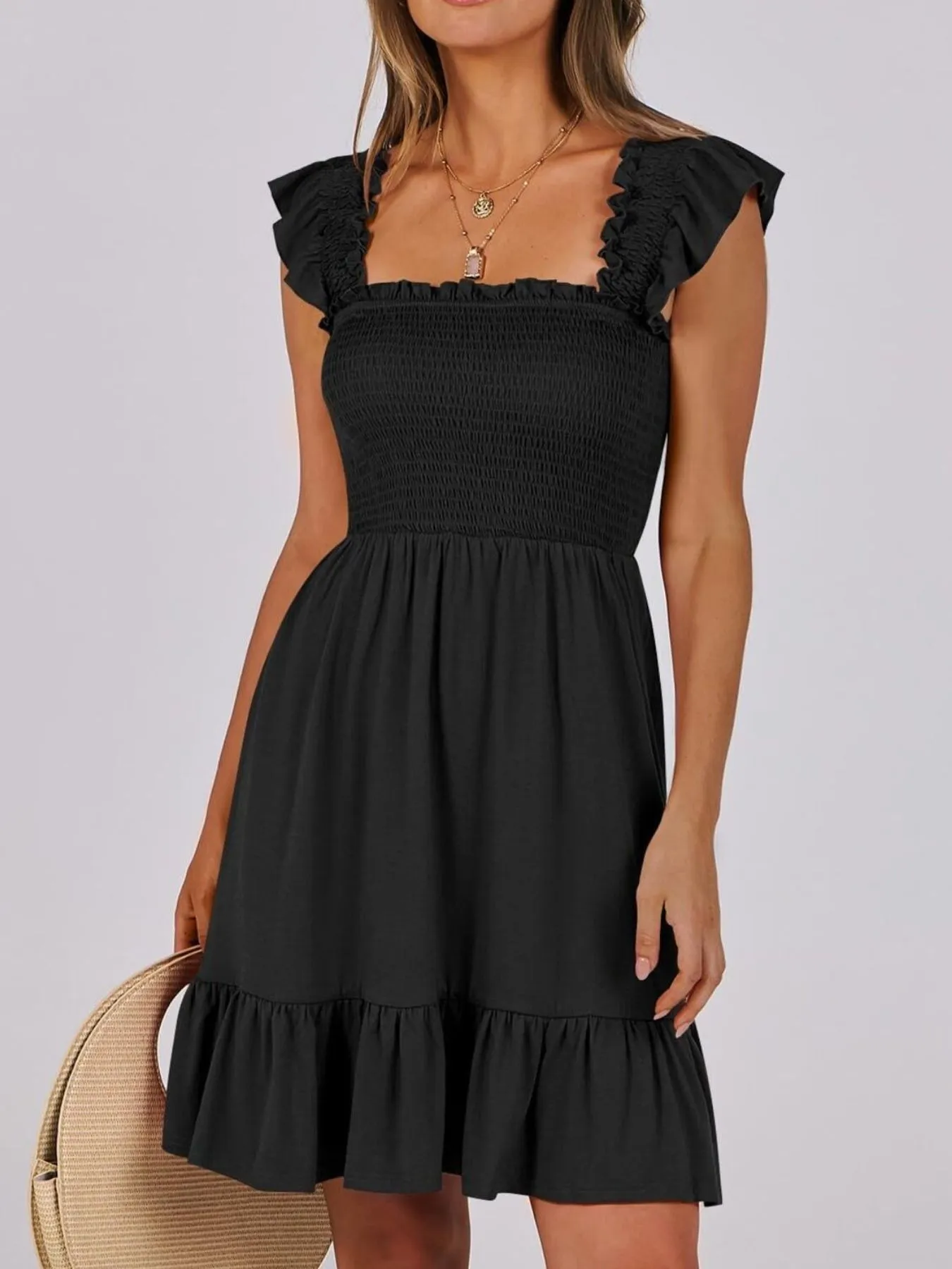 Ruffled Hem Smocked Cami Dress