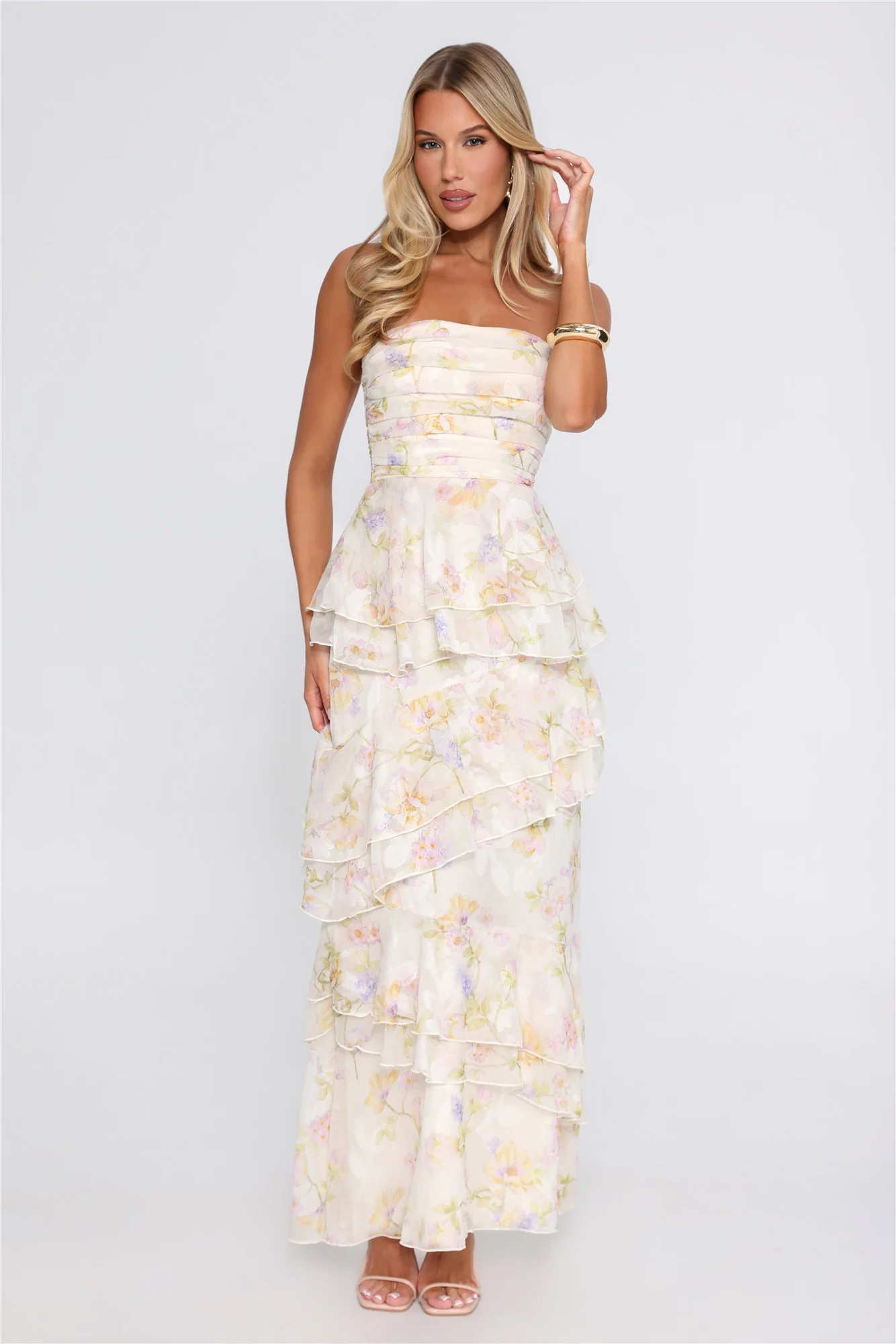 Easy Charm Strapless Maxi Dress Yellow